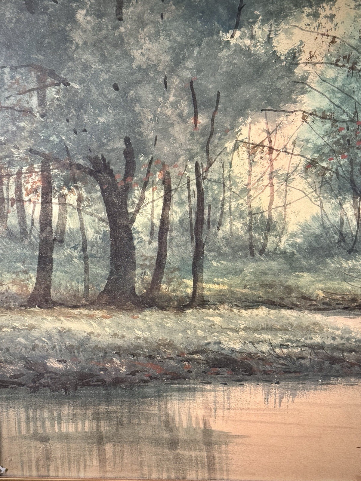Original Signed Watercolor Landscape Painting Framed Vintage Nature Wall Art