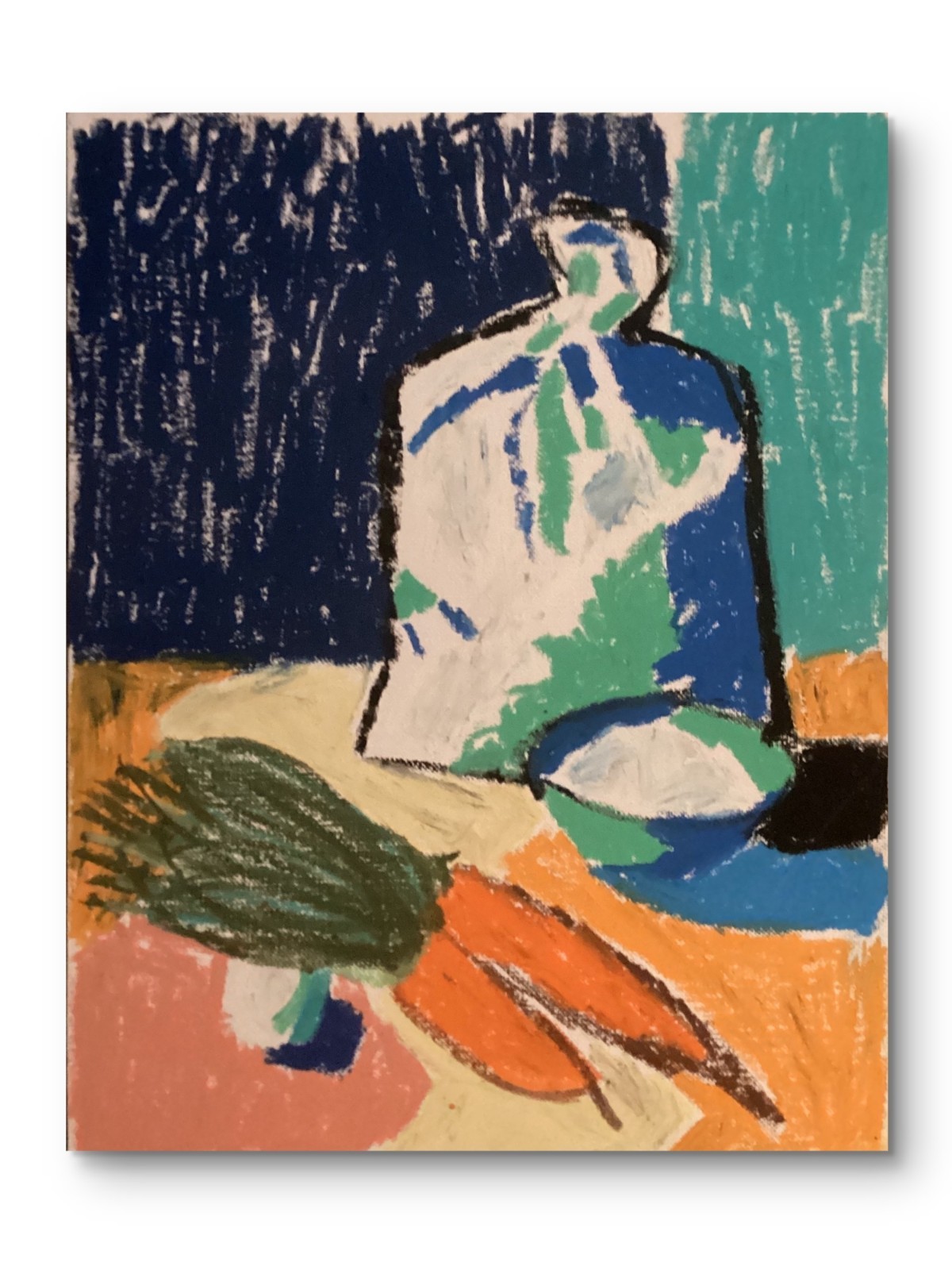 Food Dinner Carrot Rice Tablescape Original Orange Green Blue Art 11×14 Canvas