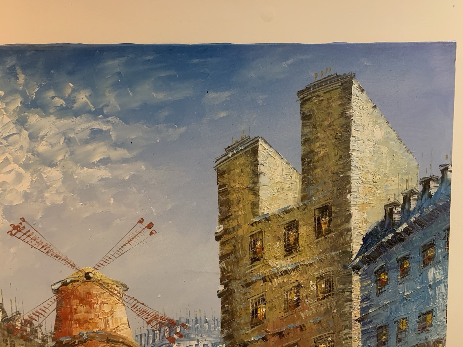 Original Signed Caroline Burnett Oil on Canvas Painting of a Paris Street 37×49