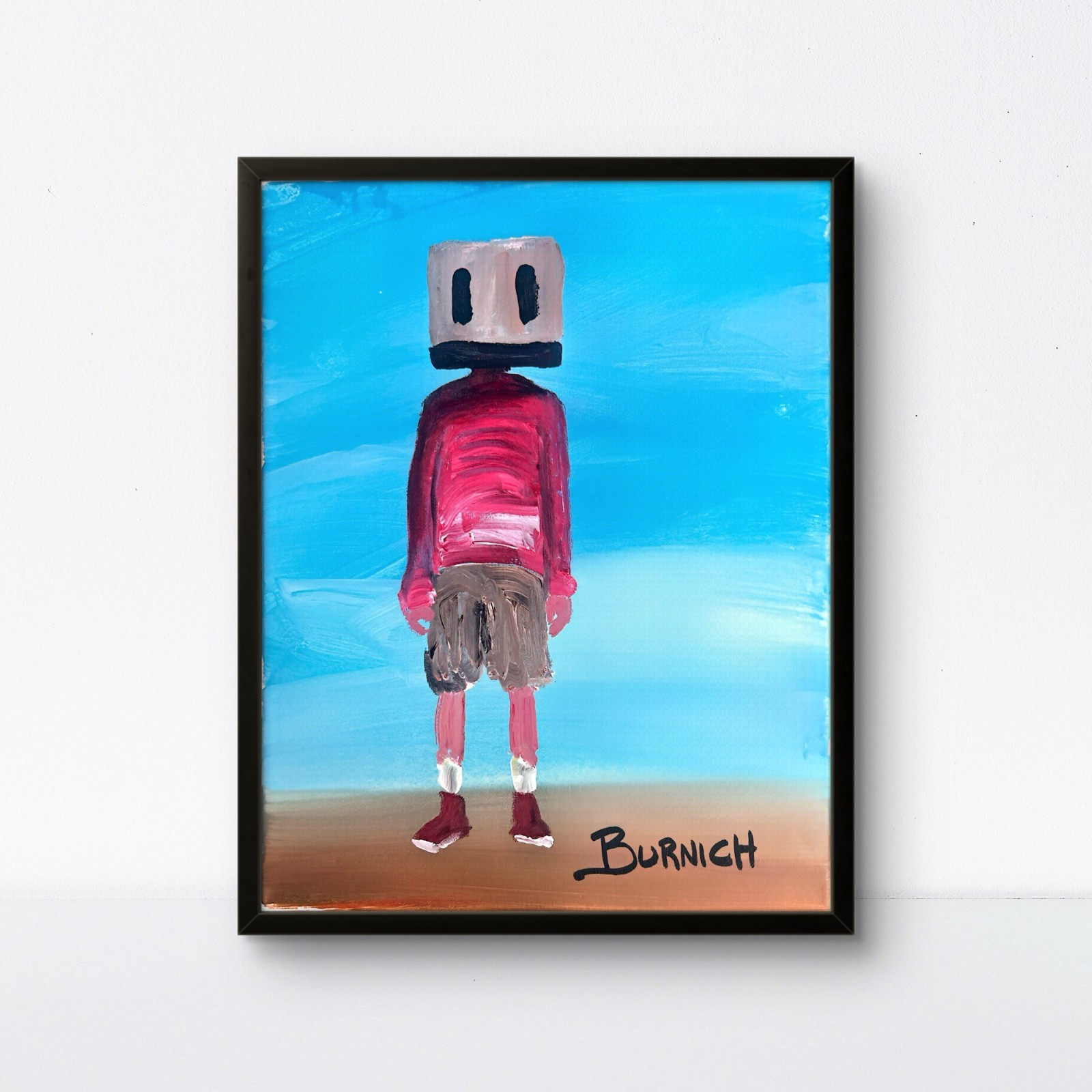 Burnich Original «Standing Still» 11×14 Canvas Striking Surreal Art Hand Painted