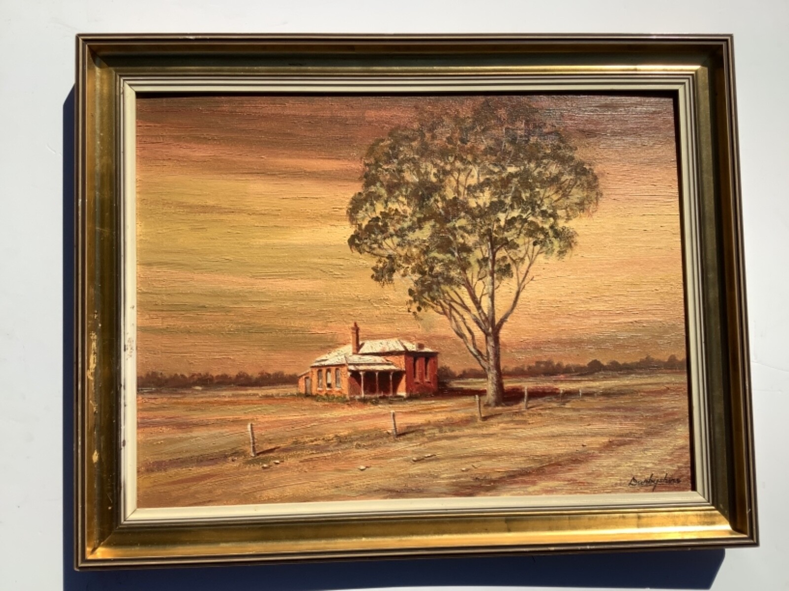 Australian Artist John Derbyshire Oil/Painting “The Little Brick School House”