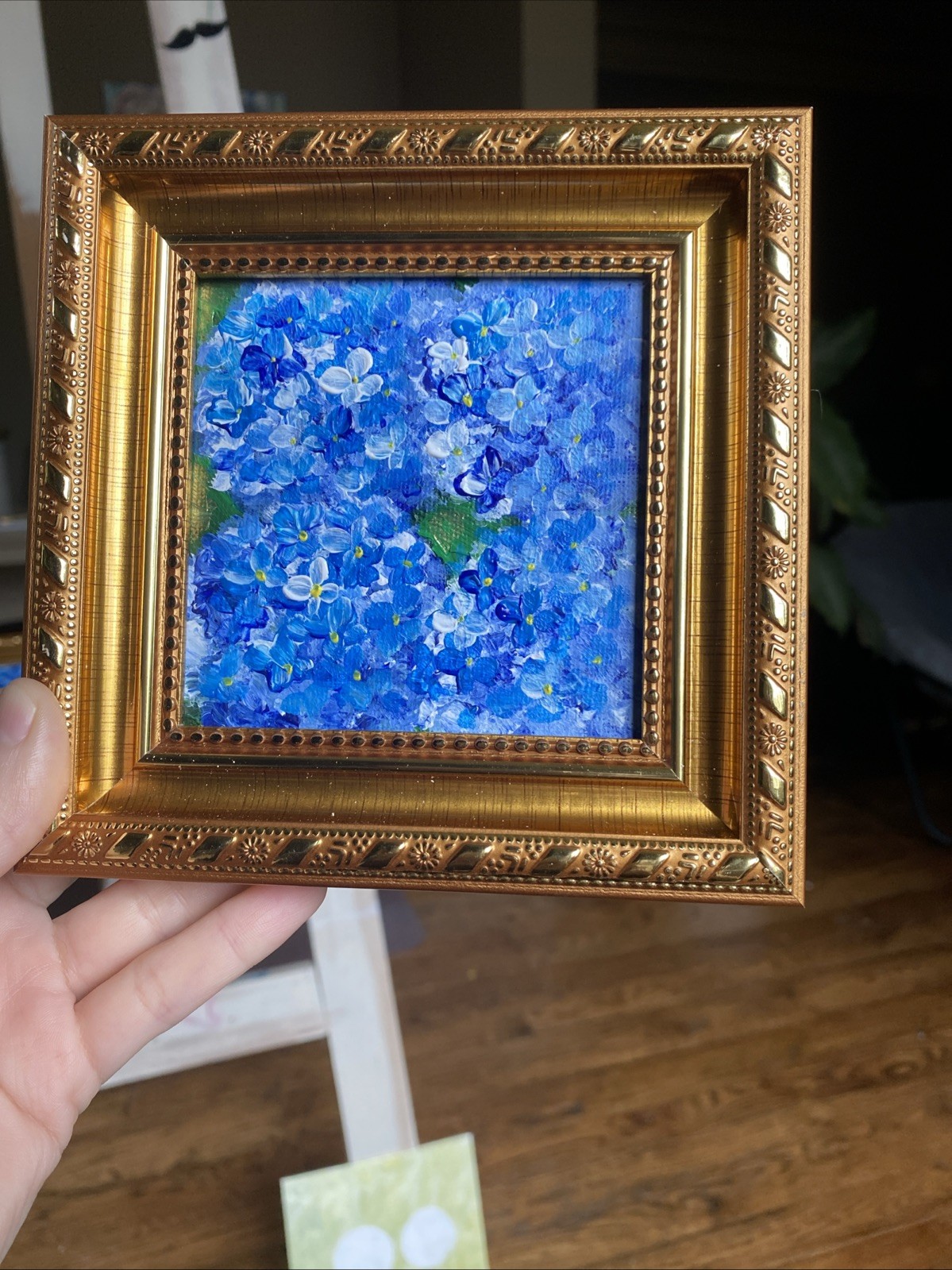 Hydrangea ,abstract Flower,Original Acrylic Painting On Canvas Panel,4/4 Framed