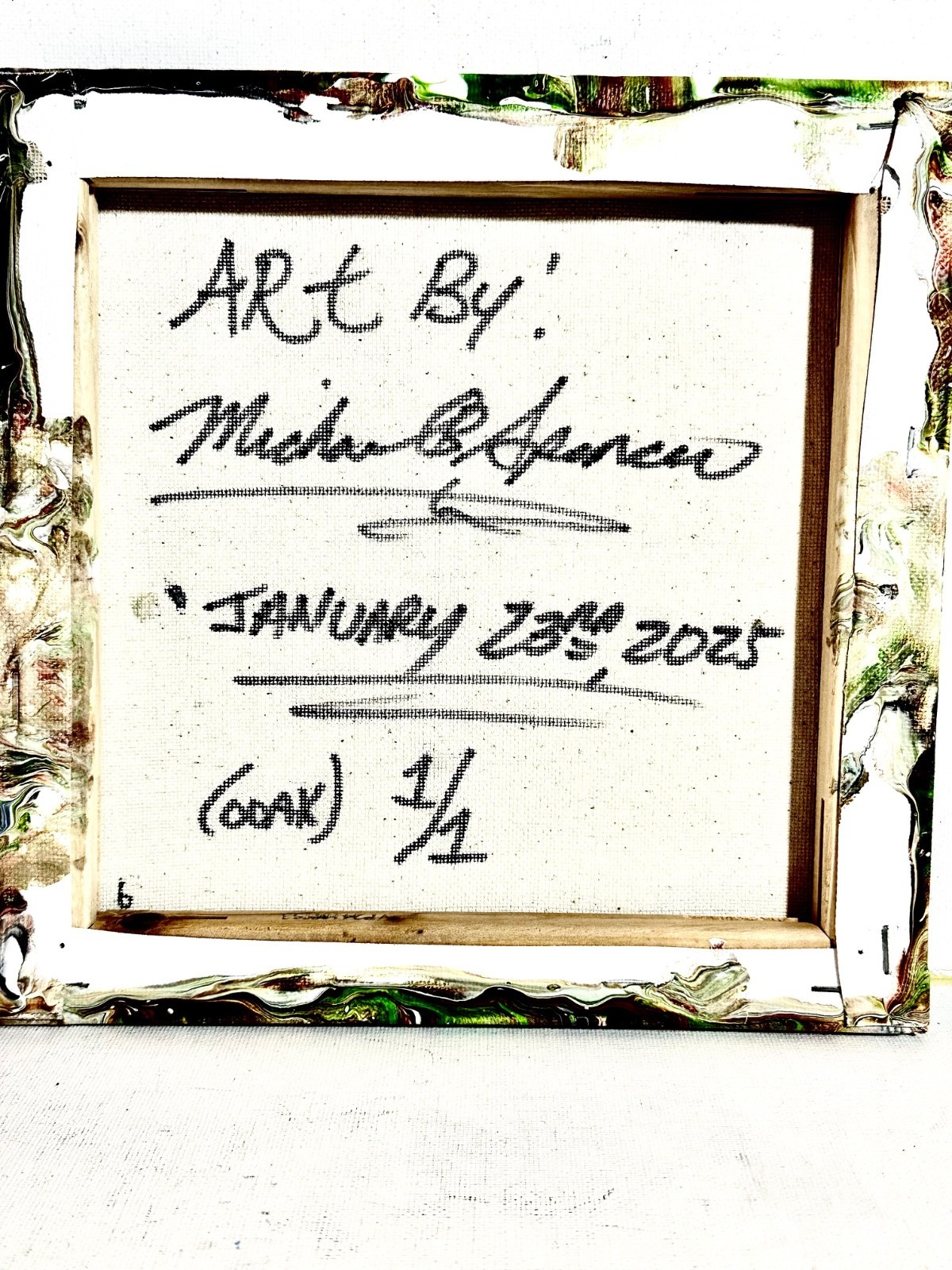 Original Acrylic 8″x8″ Canvas Art OOAK (One of a Kind) Auto, Date, Numbered 1/1