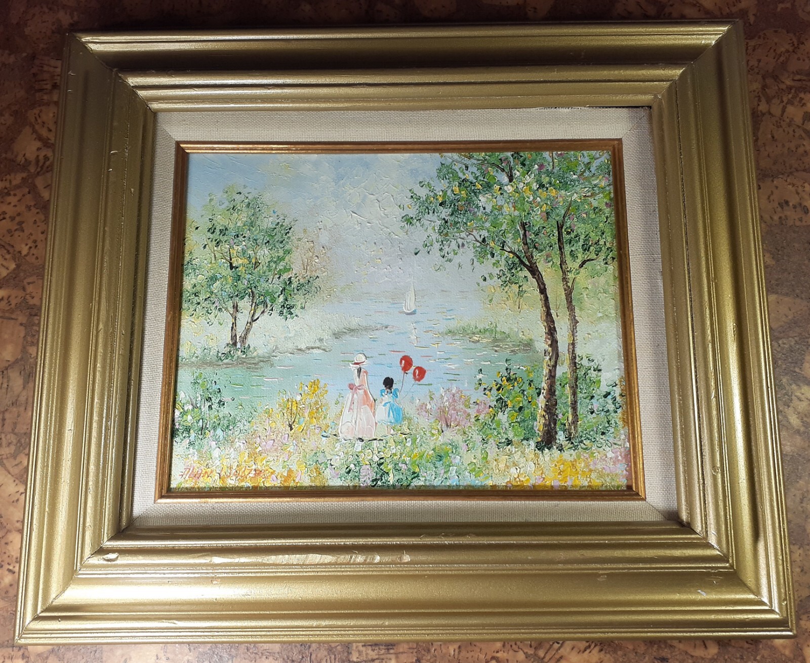 ALAN WALTERS Signed Oil Painting Framed Victorian Impressionist 9.5in x 7.5in