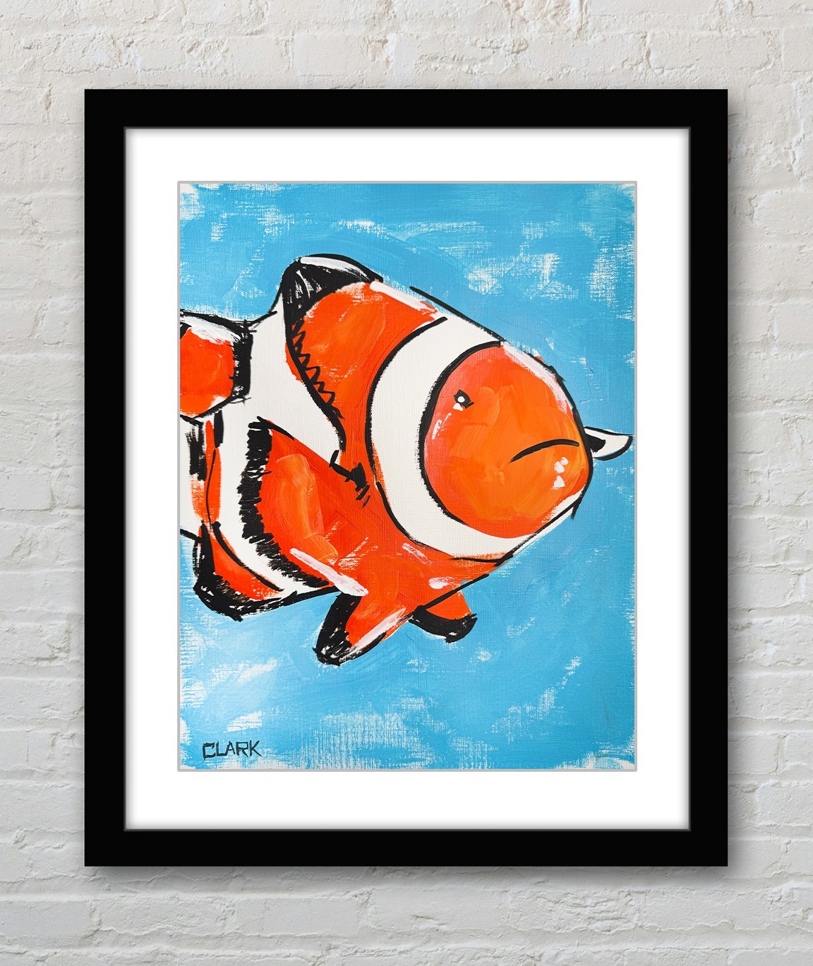 Original Clownfish Acrylic Painting – Vibrant Pop Art Marine Life 11×14″ Paper