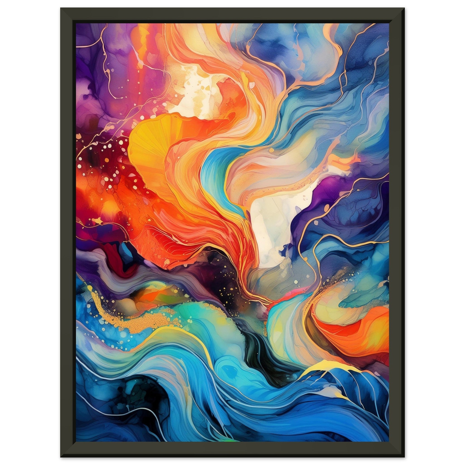Abstract Expressionism Wall Art on Premium Semi-Glossy Paper in a Black Metal Fr