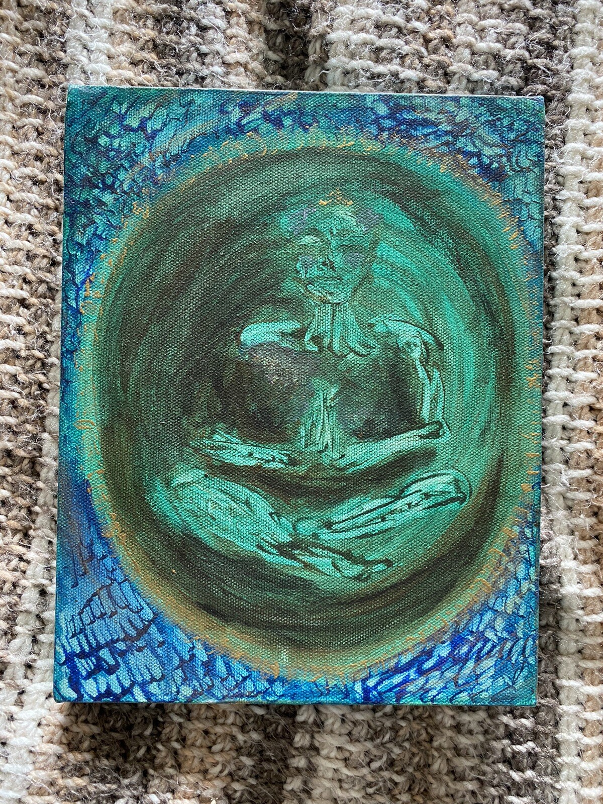 MEDITATION OOAK Original ACRYLIC PAINTING, 10×8 Zen Meditation Relaxation