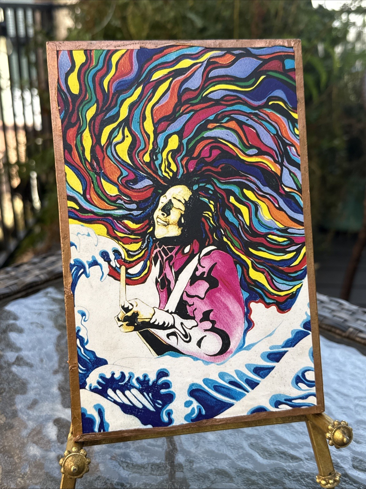Kevin Carey Psychedelic Musician Pop Art Orig Painting 5×8” Wood/Copper SIGNED