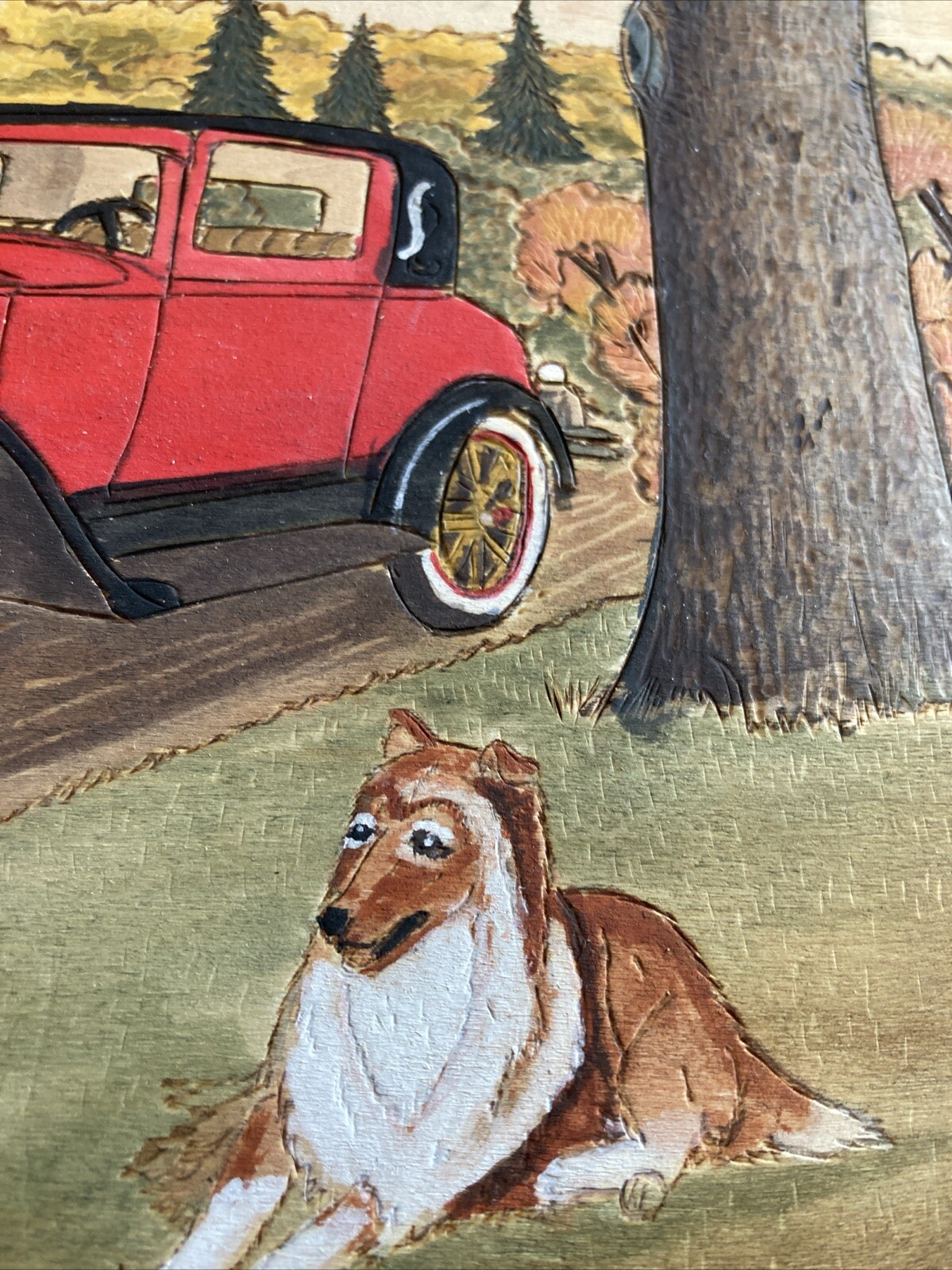 Pyrography Fall Landscape Wood Burning Marie Thompson Art Cabin Collie Vrg Car
