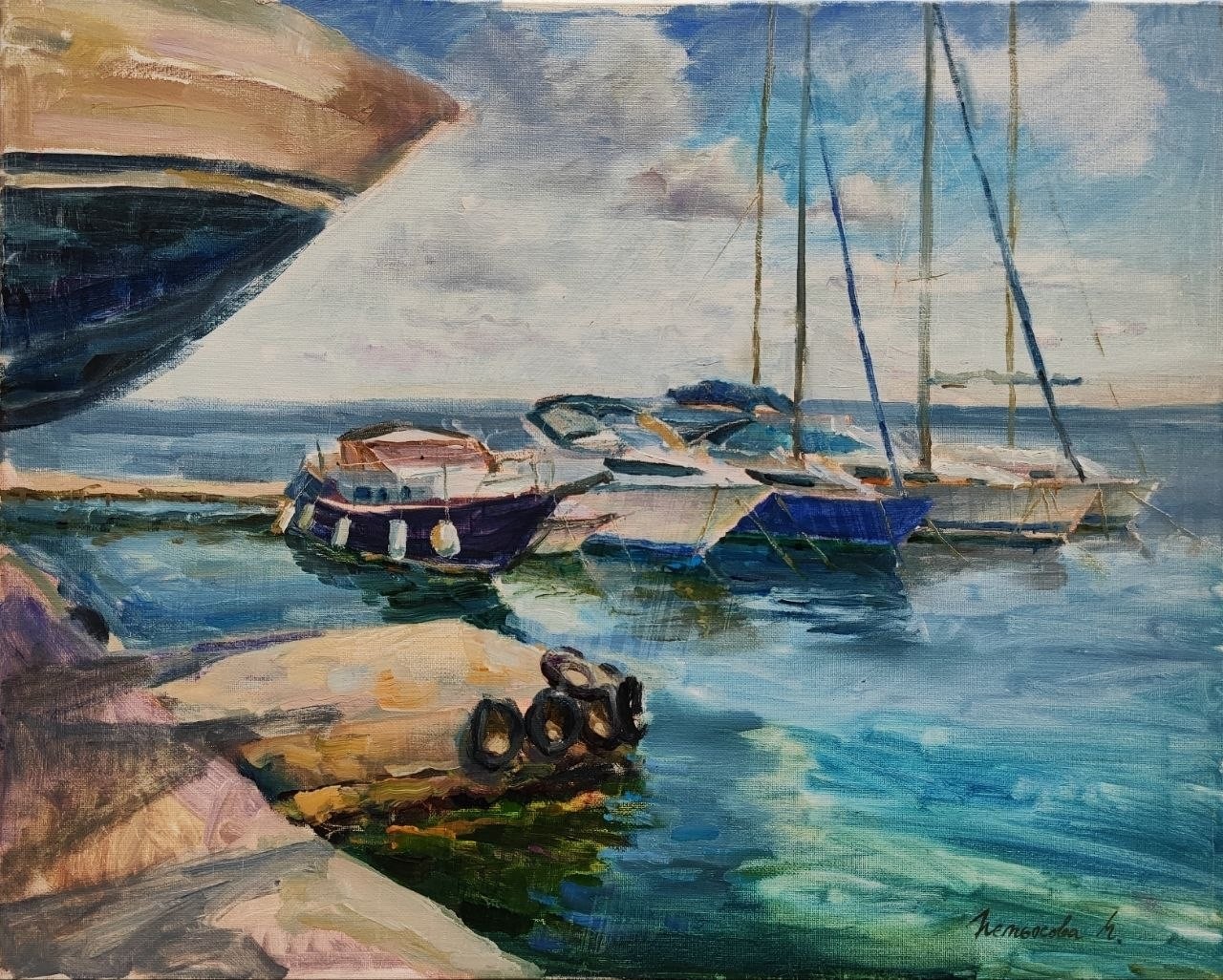 art 747 original painting Oil Seascape – 15.7 × 19.7 in (40x50cm) Canvas modern