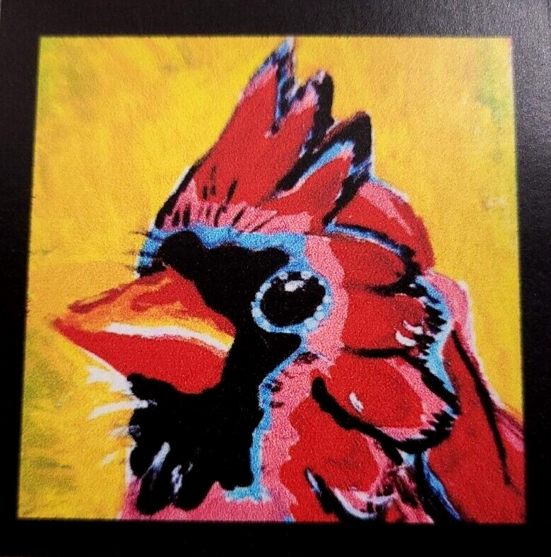 «NEW» NOT ACEO RED CARDINAL » 2.5X2.5 ART MAGNET 2000-now