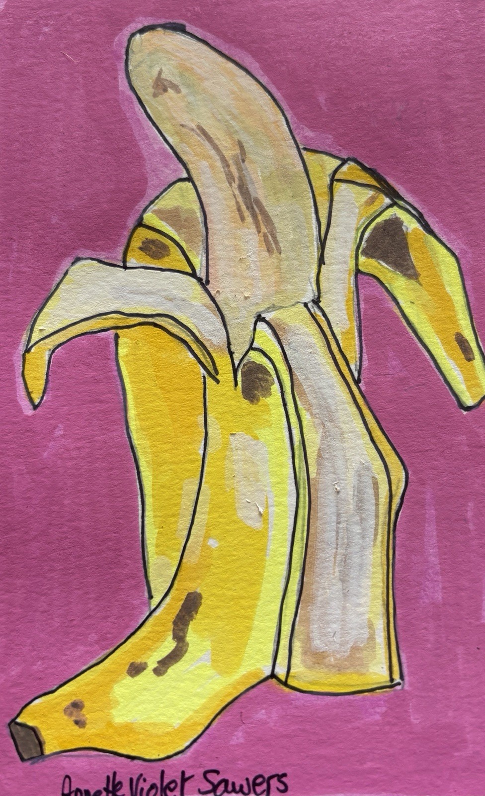 OOAK Original Fruit Banana Yellow Brown for sale by artist