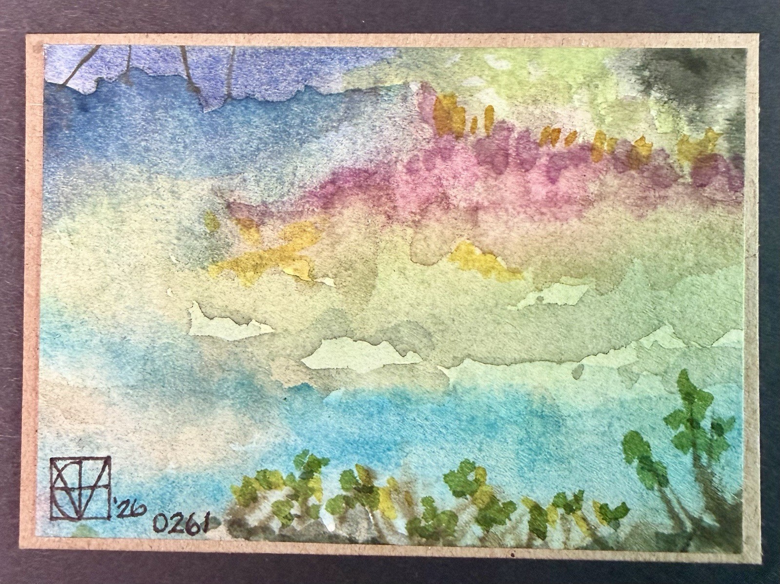 ACEO by M. Hackney Landscape Watercolor, Signed, Original, #1 of 4 part series
