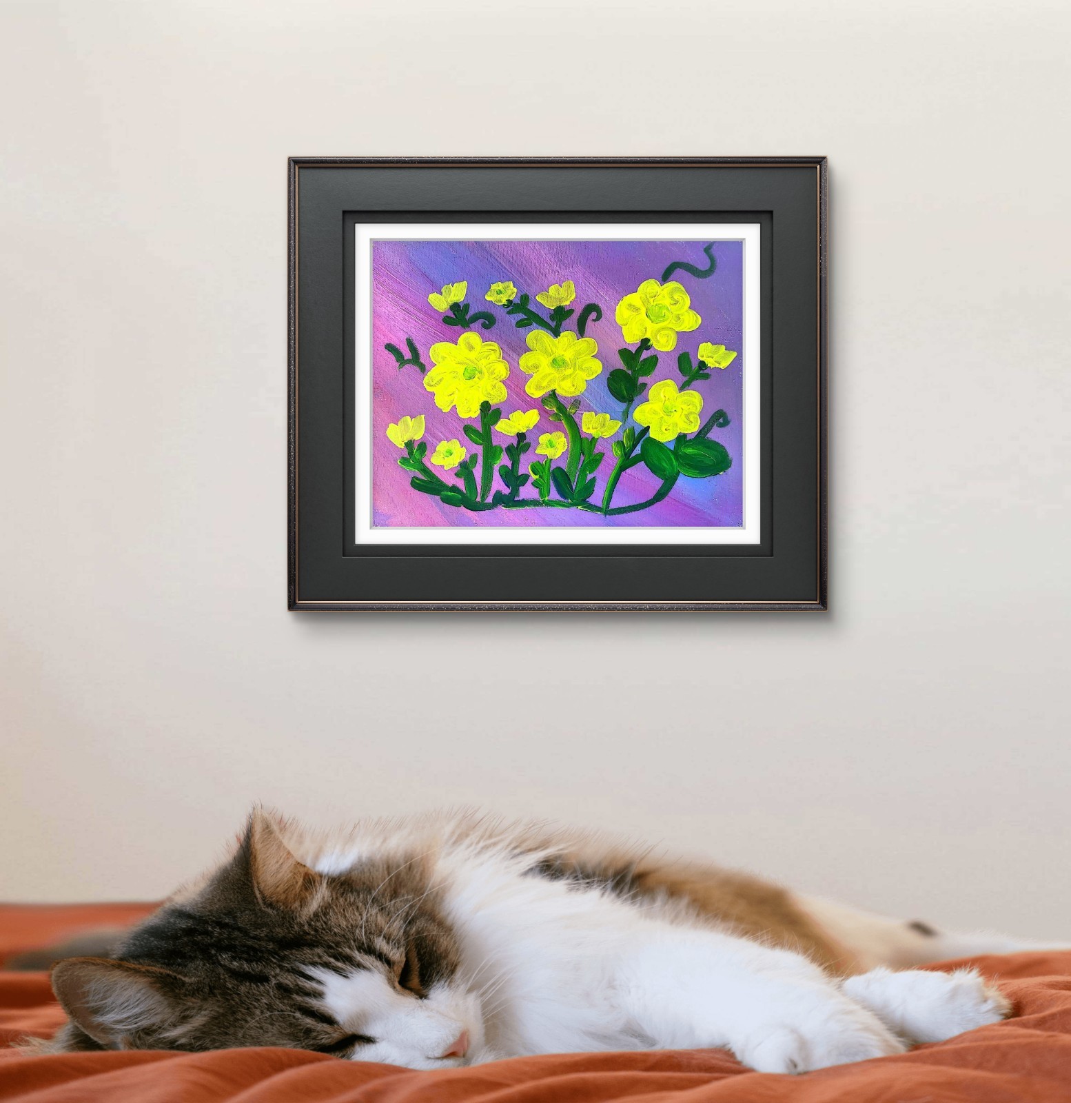 Yellow Daffodils Acrylic Painting Wall Art Original 11×14 Canvas