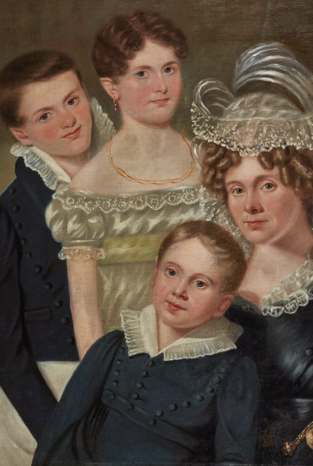 Early 19thC English Regency Antique Portrait Oil Painting Of A Family -JW Gordon
