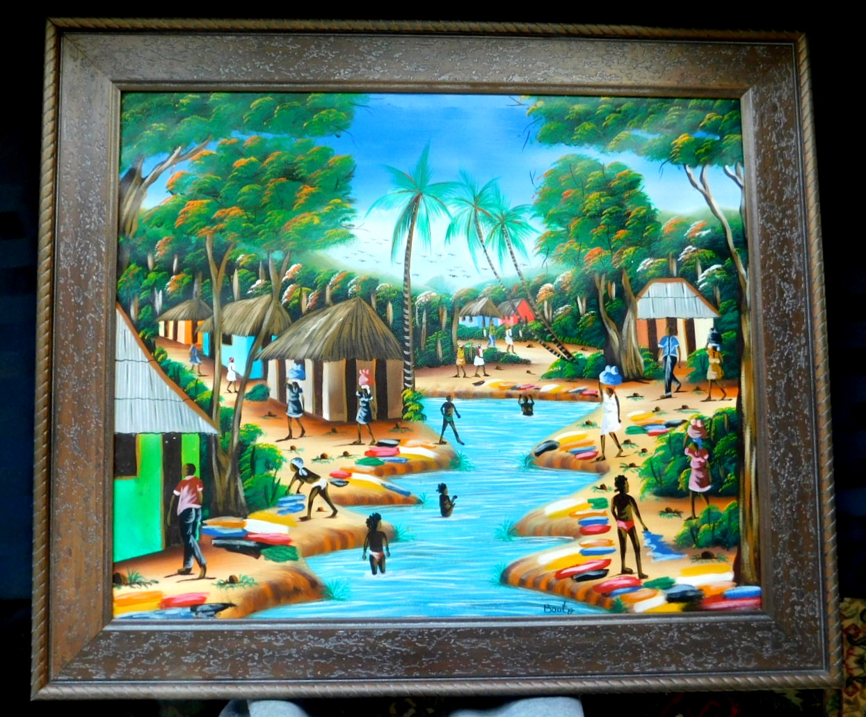 HAITIAN SCHOOL FINE ORIGINAL OIL PAINTING BY THE NOTED HAITIAN ARTIST BOUTA