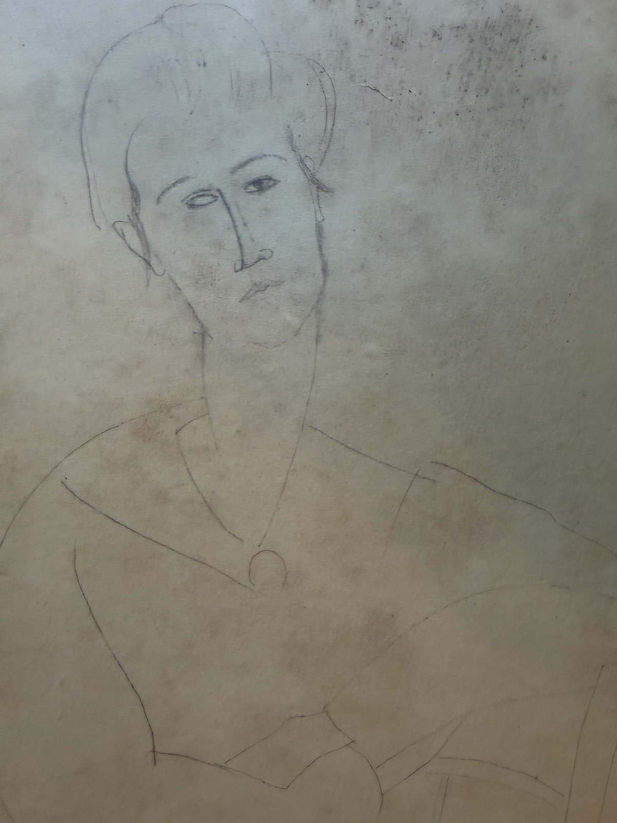 Modigliani Framed Sketch, Signed Copy, Framed With Peacock Emboss, 1963