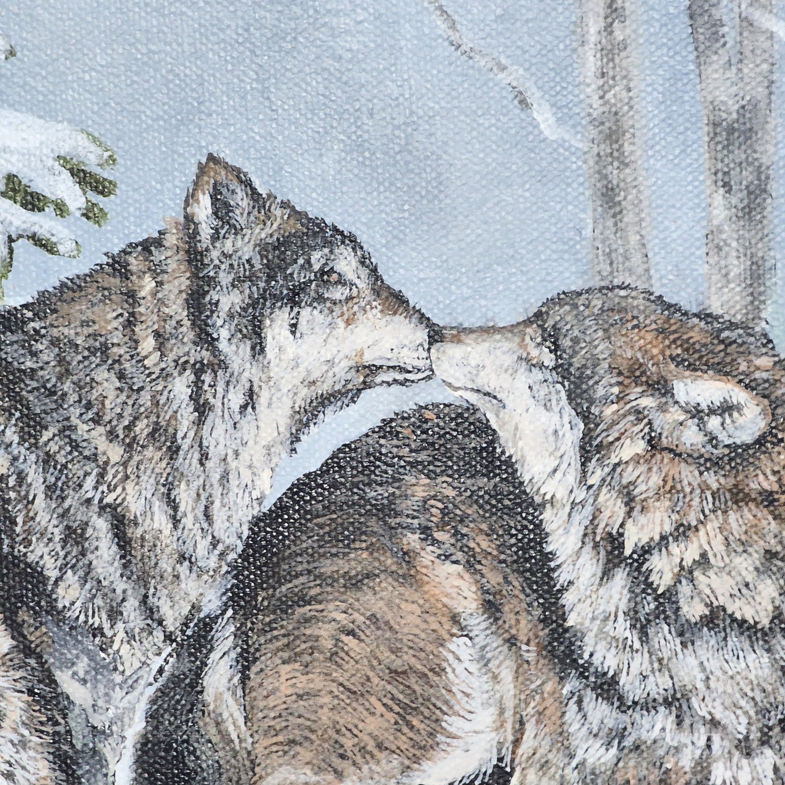 Wolves Acrylic Painting 20×24×1.5 Realistic Art Wildlife Snow Wolves Art Gifts