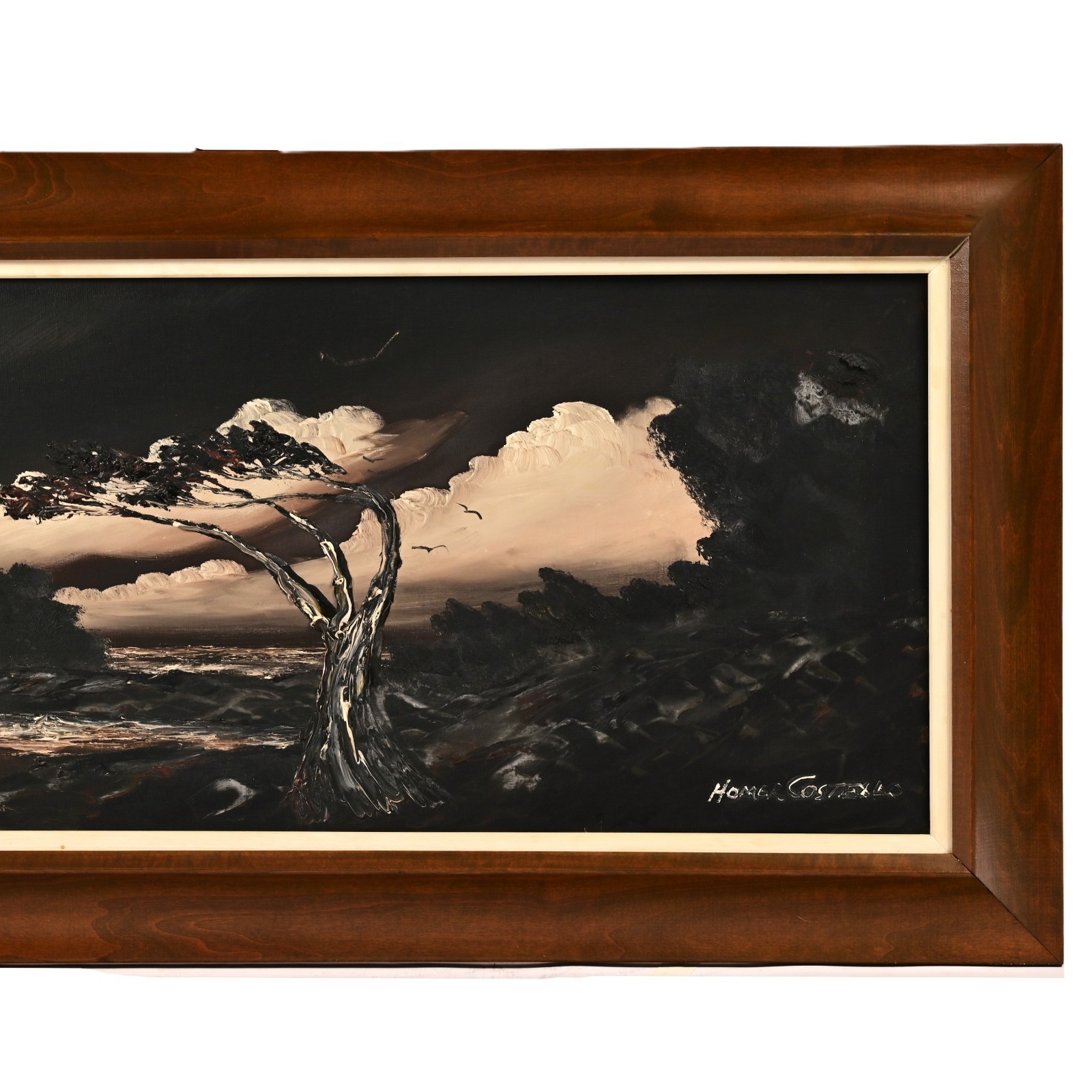 HOMER COSTELLO Original Vintage Signed WPA Night Seascape Ocean Shore Painting