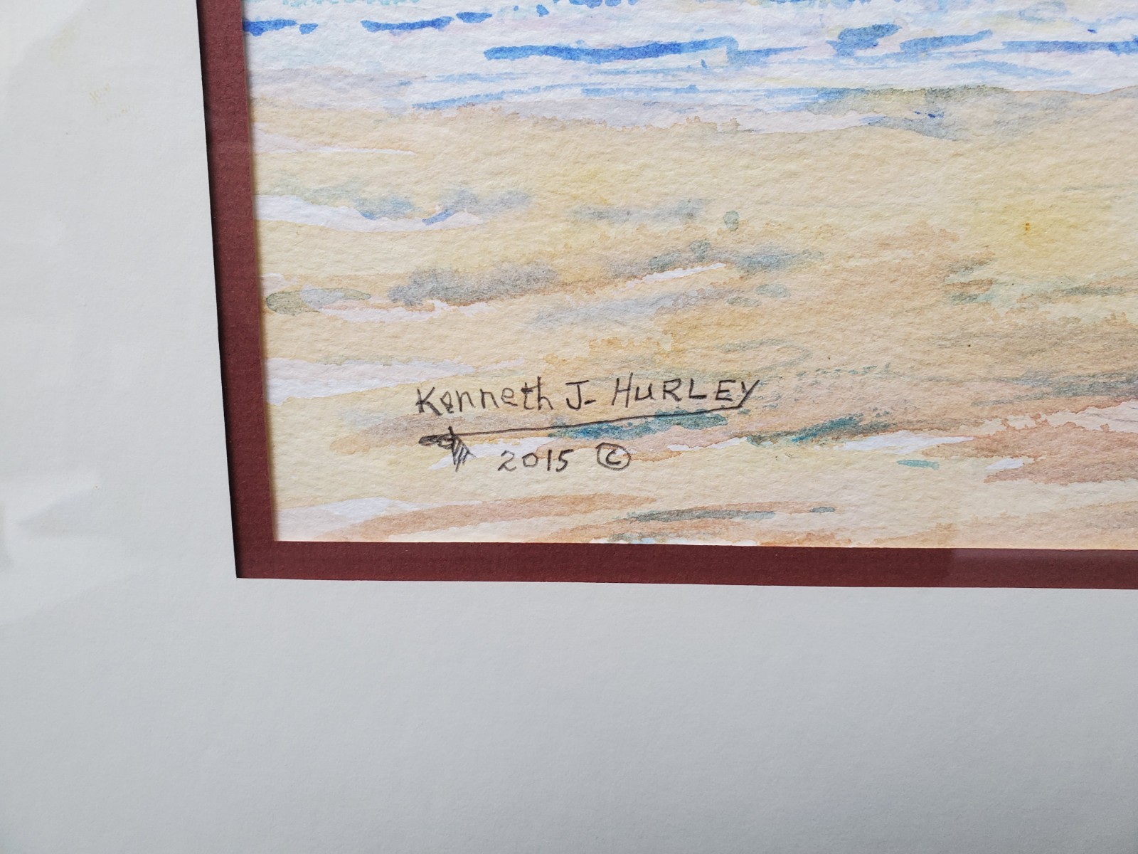 Kenneth J Hurley Original 2015 Horse Watercolor Painting – Beach Time 13″ X 9″