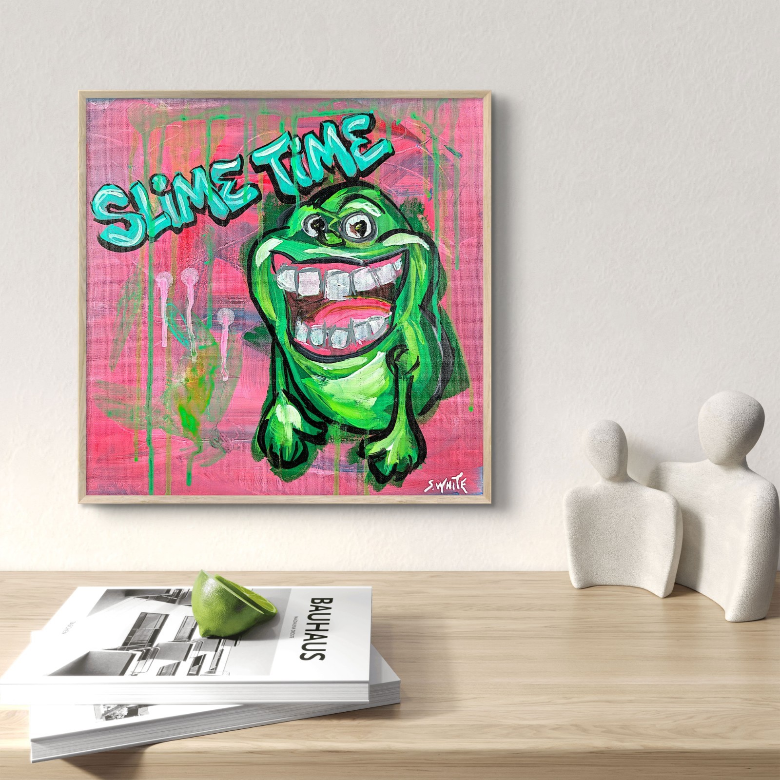 Slimer Ghostbusters Original Painting Canvas Pop Art Gestural Expressionism