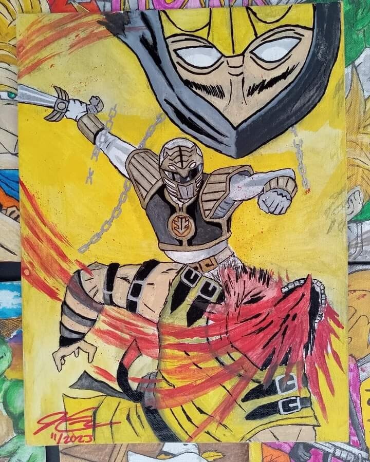 Hand Painted Power Rangers Mortal Kombat Fan Art