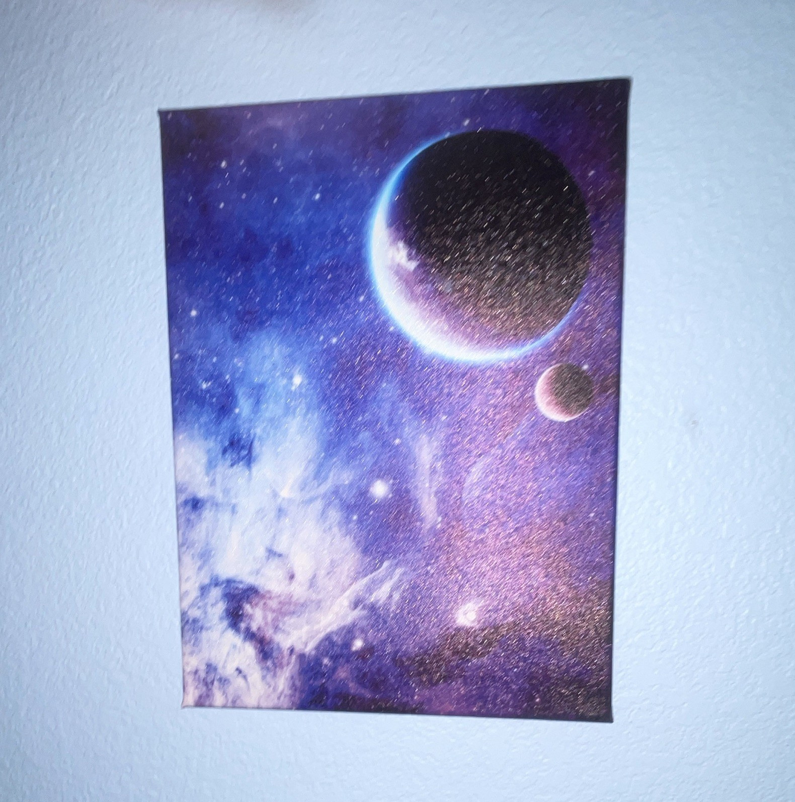 Outer Space Planets Illustration Painting on Canvas, Unframed