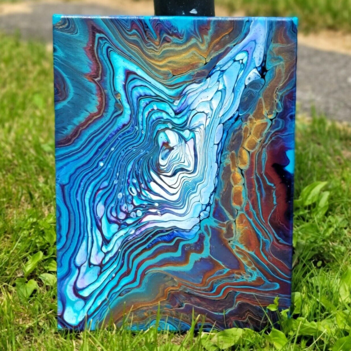 Acrylic Pour Painting On Stretched Canvas, 12 X 16, Cloud Painting, Fluid Art