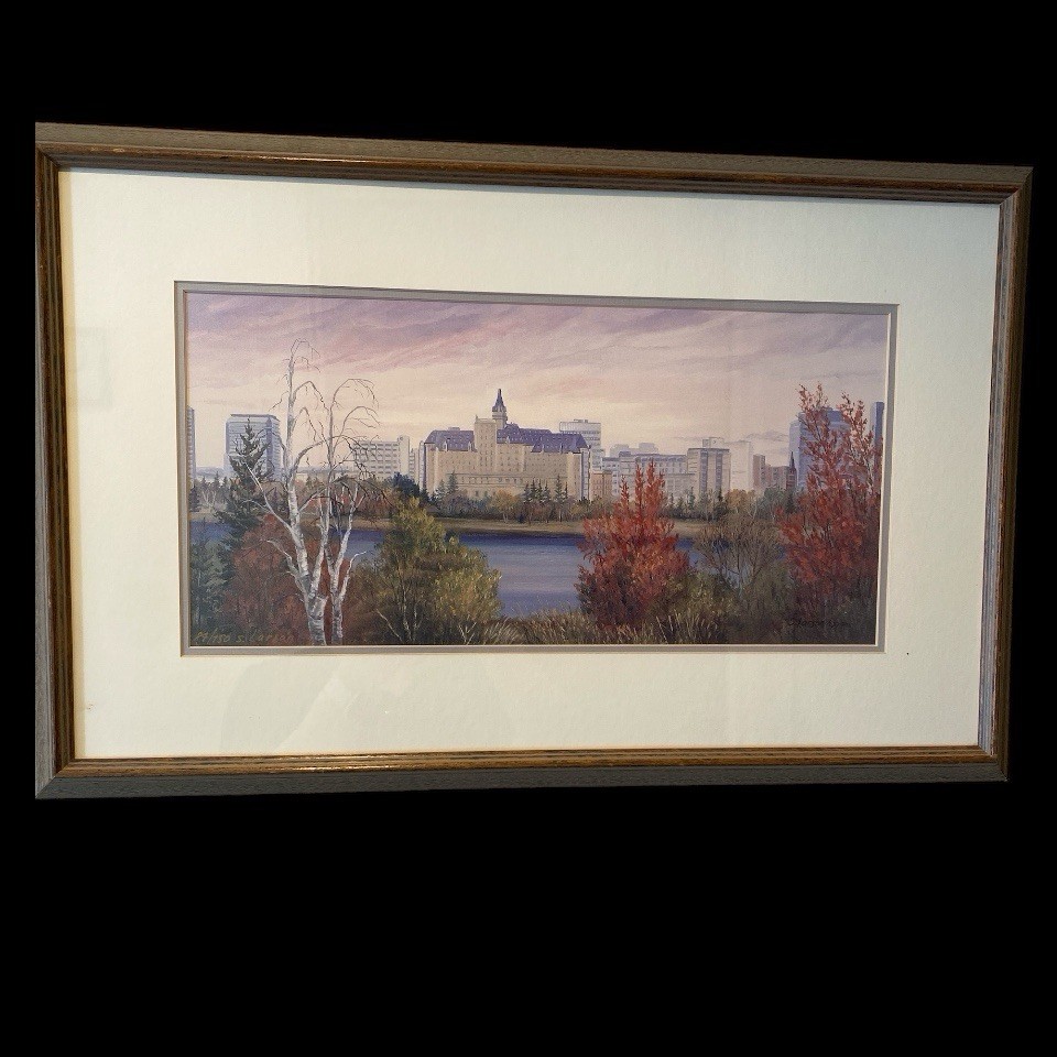 “Misty Morning” Litho Print- Signed Sharon Larson-#84 Of 750-Saskatoon Skyline