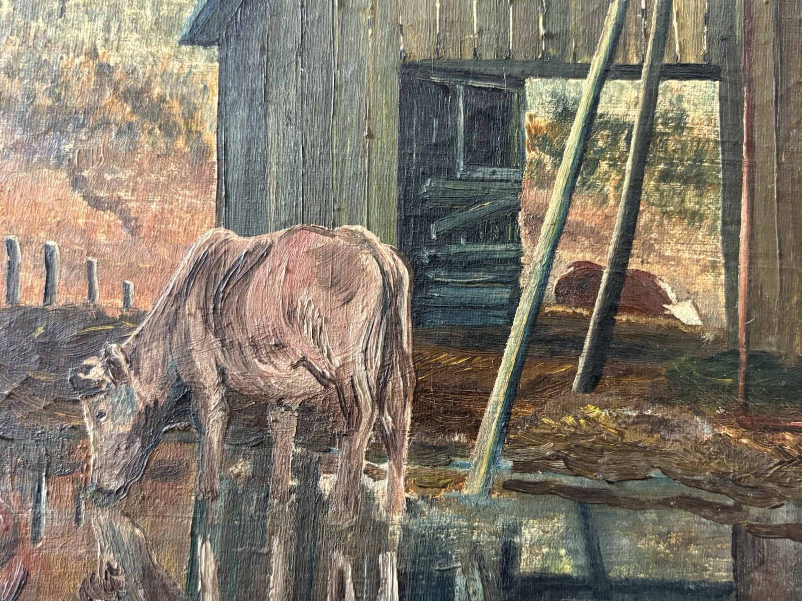 🔥 Antique 1940s American Regionalism WPA Oklahoma TULSA Landscape Oil Painting