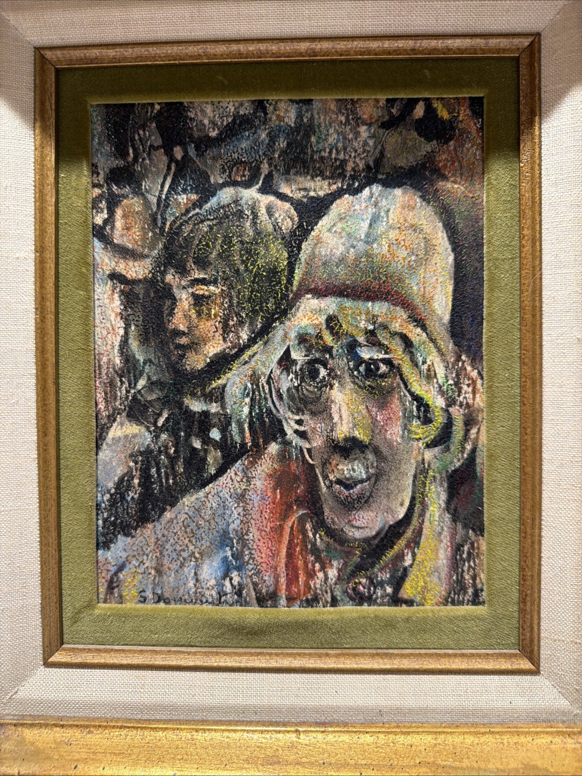 Vintage Italian Expressionist Oil Painting Mid Century Modernist Impasto Signed