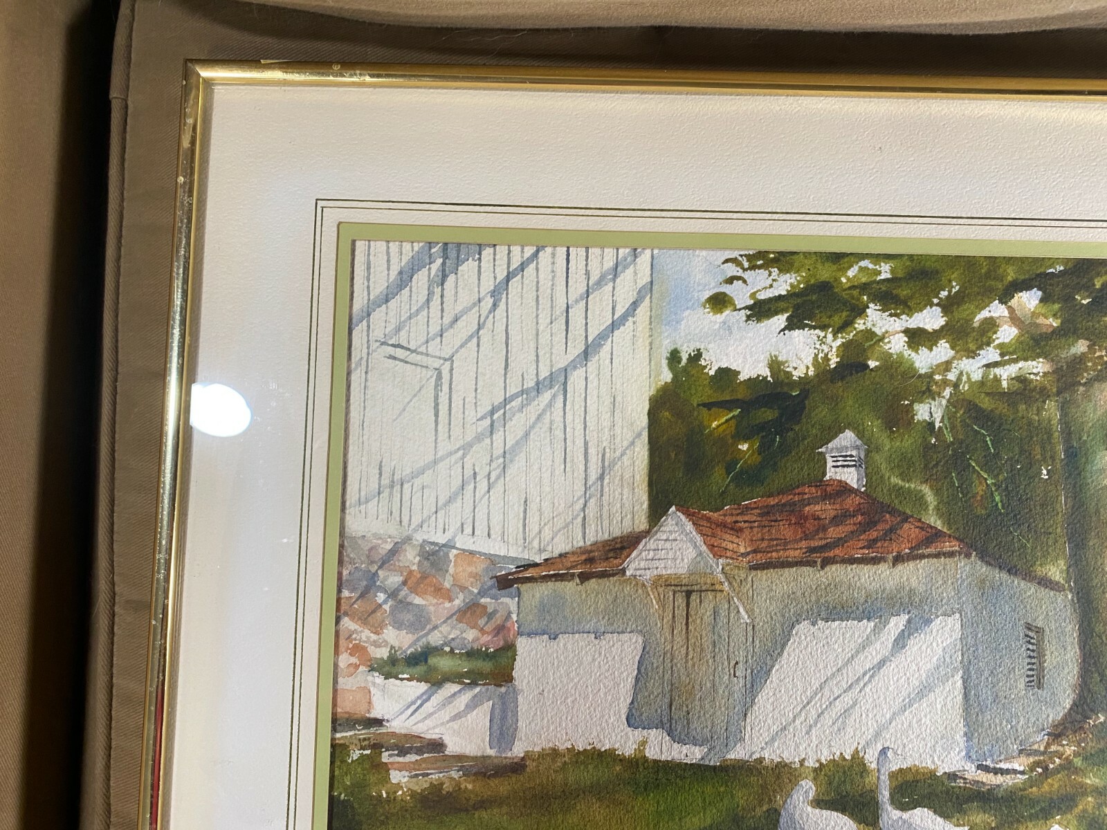 Edward A Martin «Spring House, Yellow Springs Road» Watercolor Painting -Framed