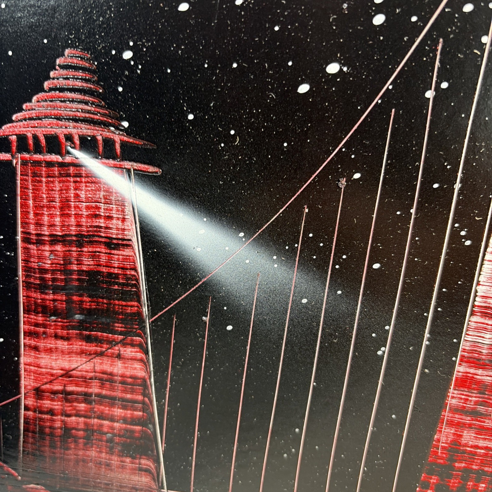 Original Spray Paint Art Painting Outer Space Sci-fi Planets Bridge Lighthouse