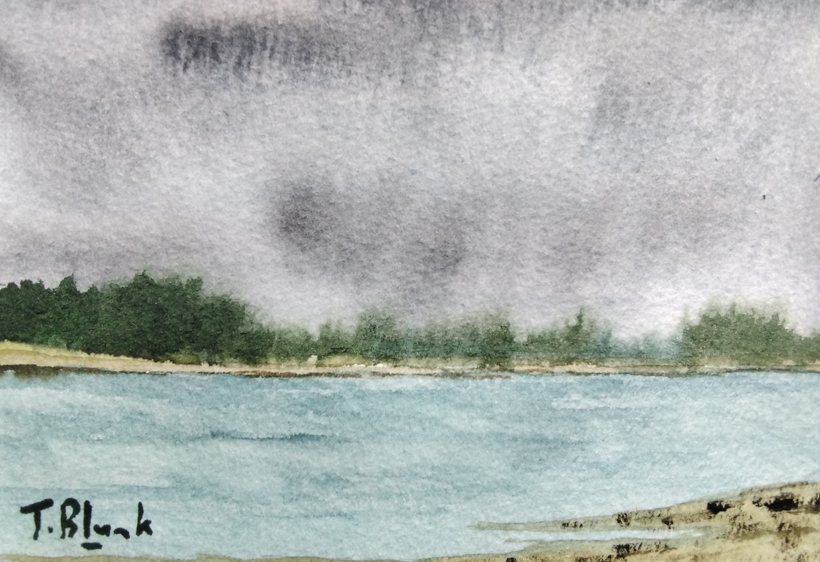 ORIGINAL WATERCOLOUR – Rainy Day on the Rhine.