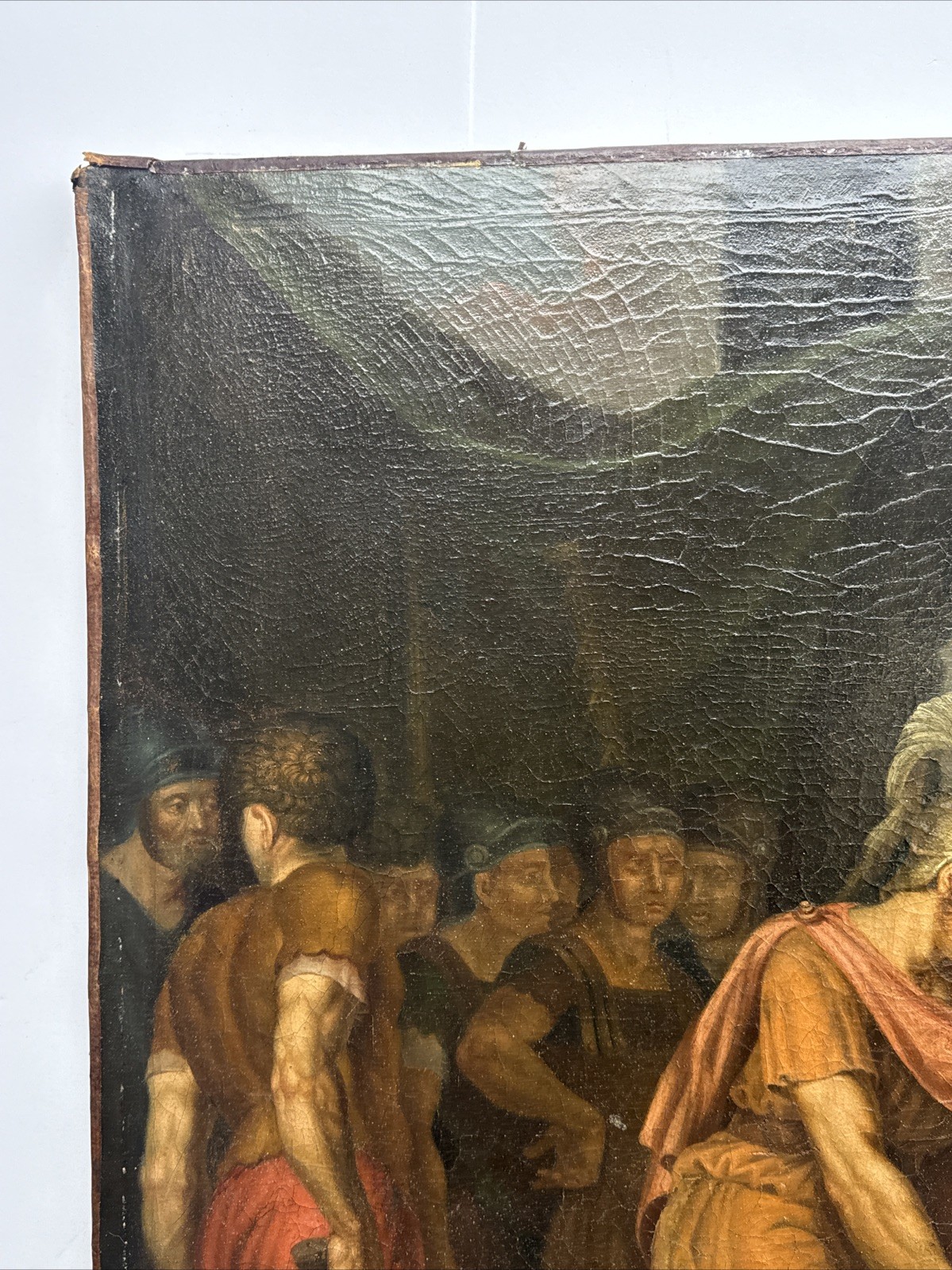 LARGE OLD MASTER PAINTING ANTIQUE ICON RELIGIOUS BIBLICAL RESTORATION PROJECT