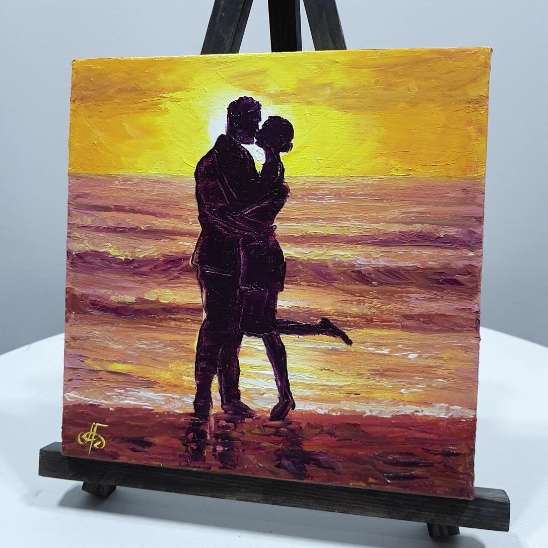 Ukraine Artist Twilight Romance Duet Original Oil Painting Gift Wall Art Decor