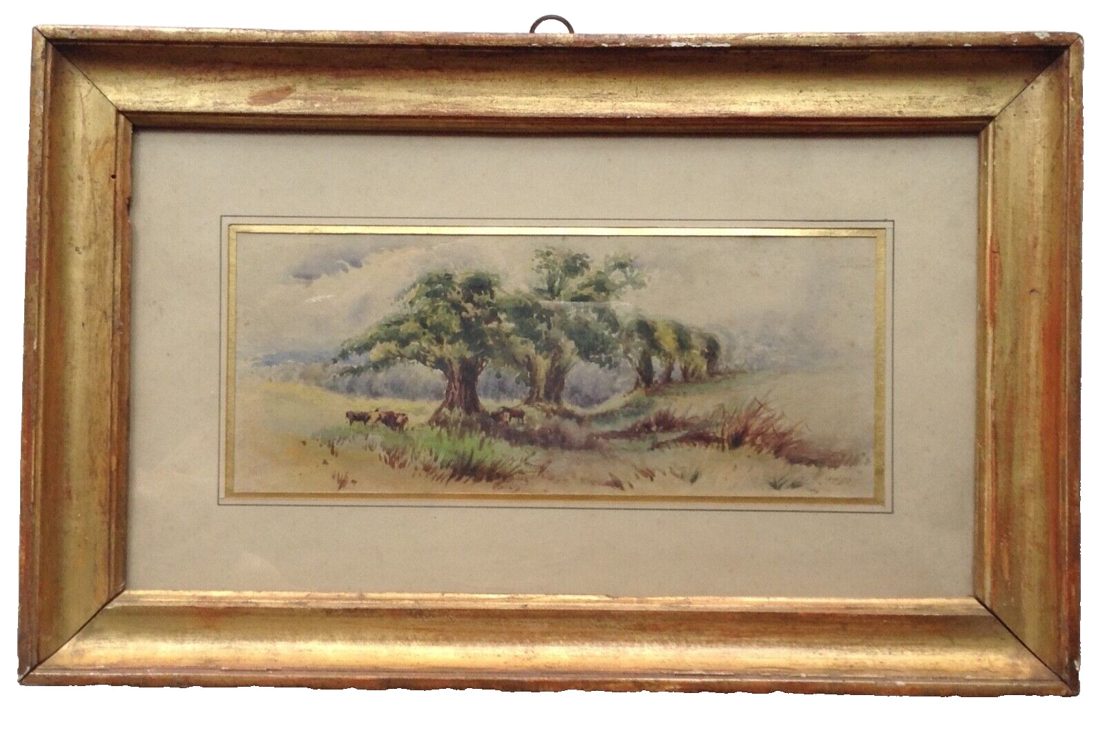 JULES DUPRE (1811-1889) SIGNED BARBIZON WATERCOLOR – COWS IN THE SHADE OF TREES