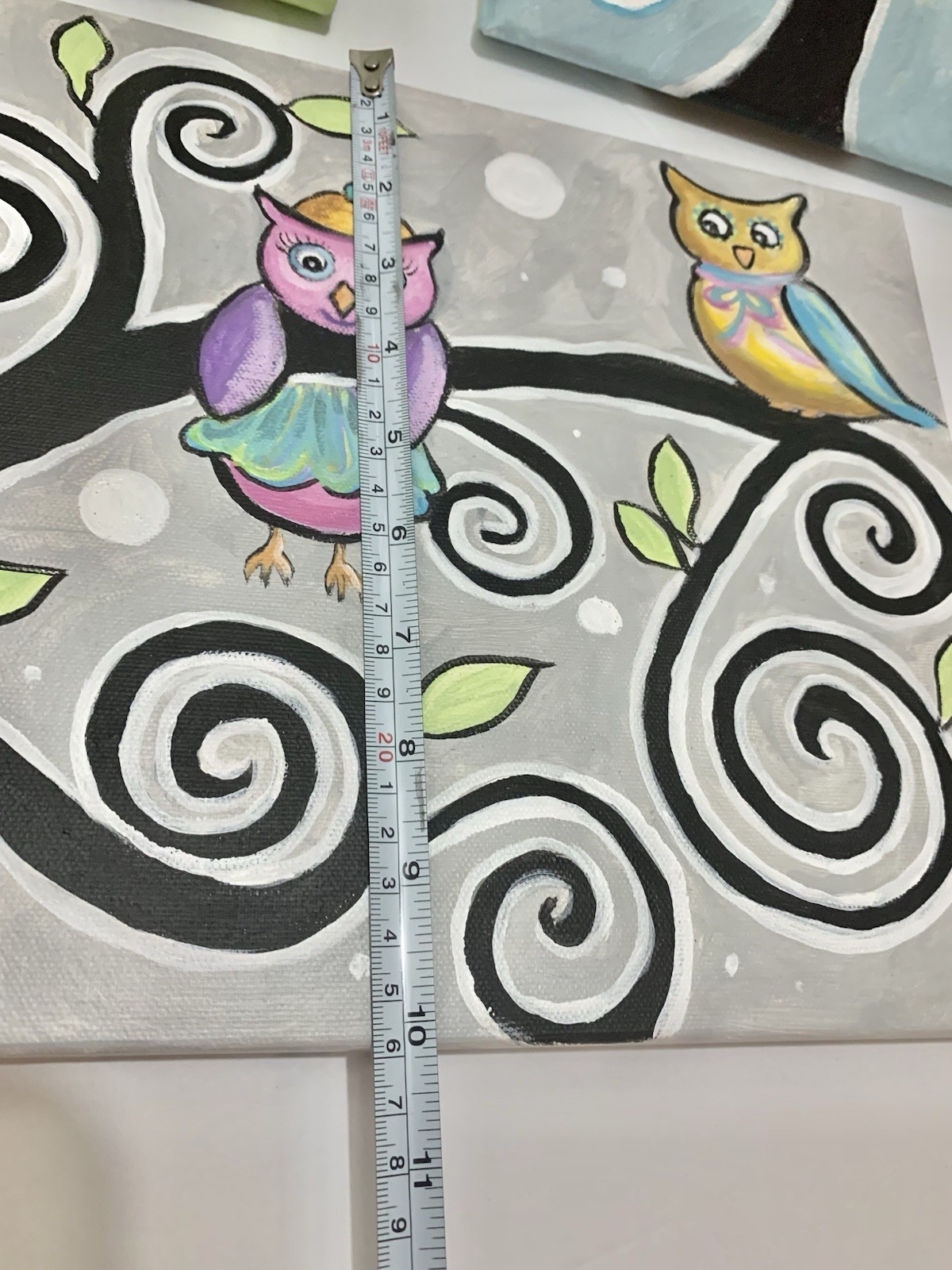 4 Original acrylic on canvas. Local artisan artwork. Owl artwork. Dreamy Unique
