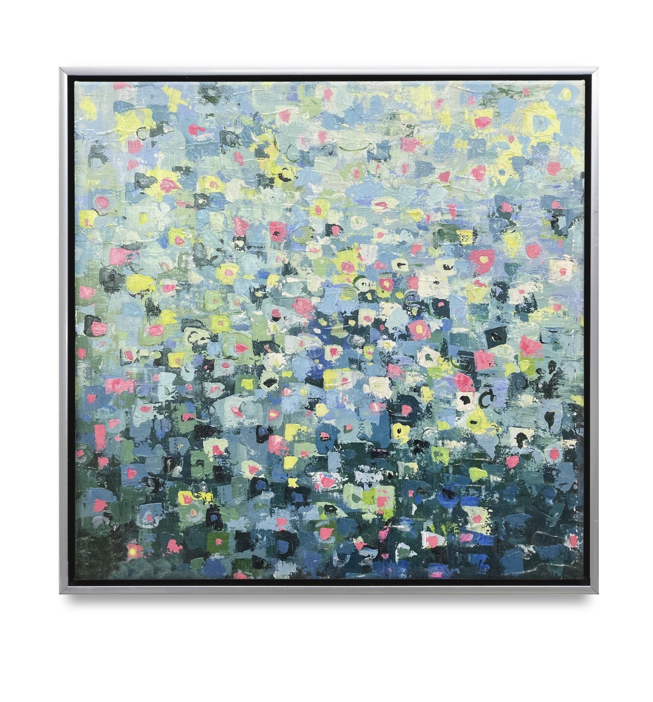 Hungryartist -Flowers Giclée abstract on Canvas 16×16 Framed