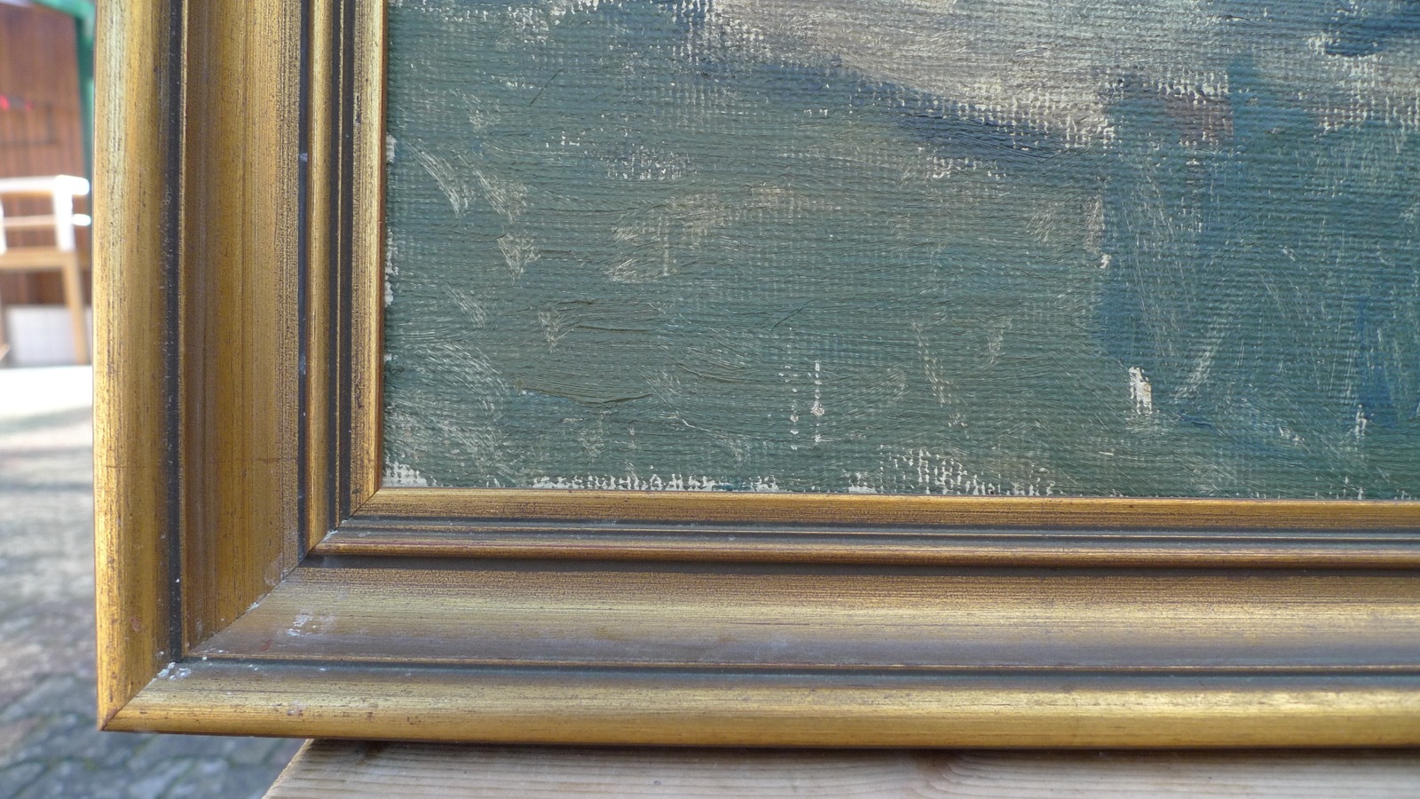 Unknown Expressionist Landscape with Church Cemetery Graves Oil Painting