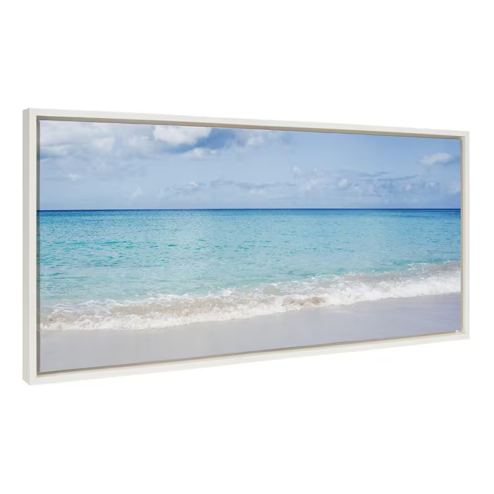 «Soft Wide Ocean Beach Landscape» by Vidal Hernandez, 1-Piece Framed Canvas Ocea