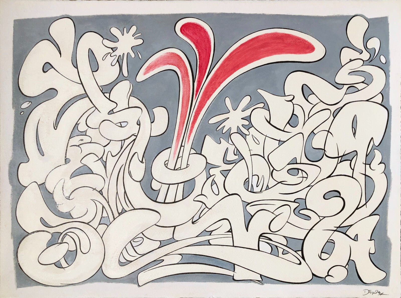 John Dempsey One of a Kind Original Abstract Pop Art Painting «Three Roses»