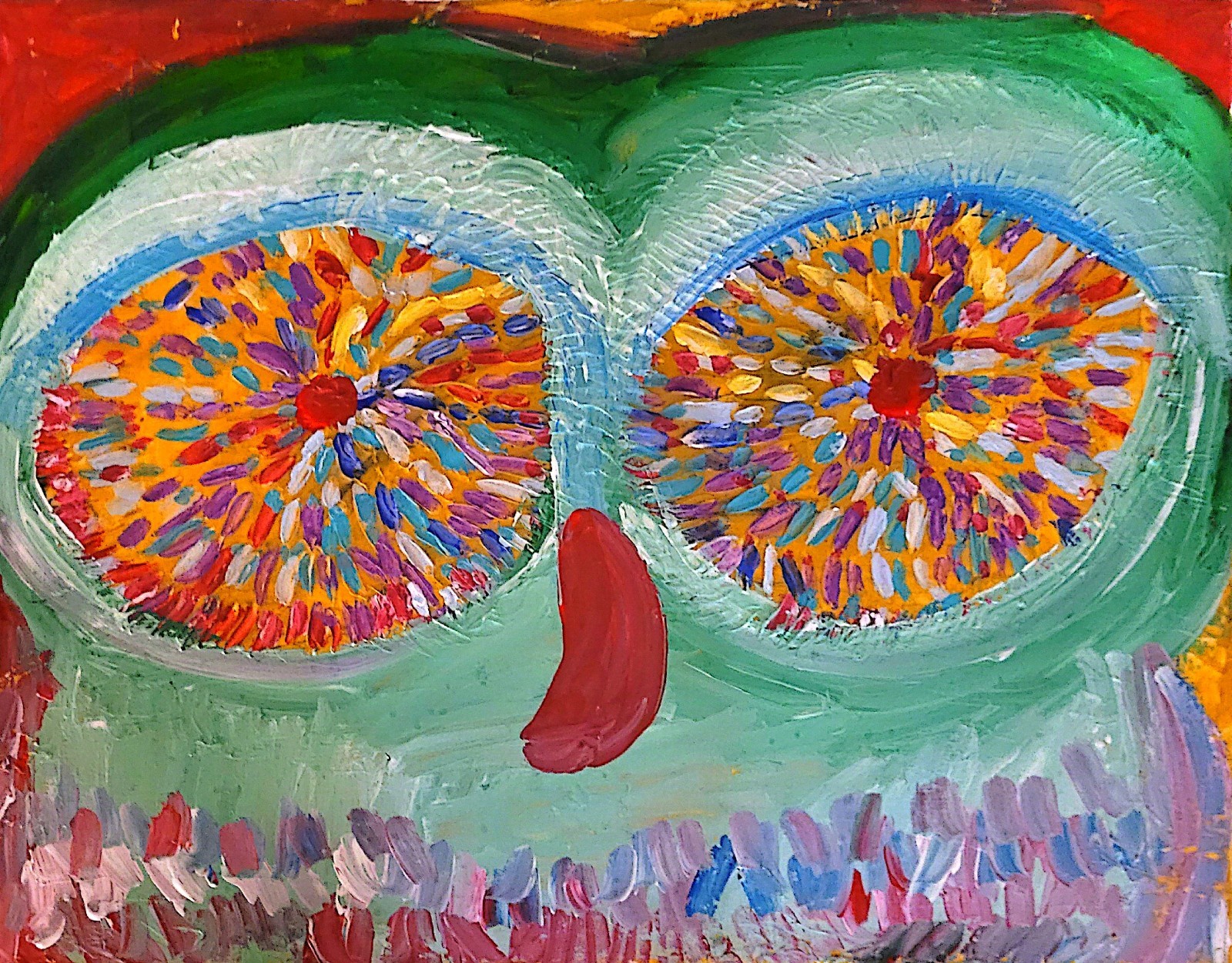 Owl Kaleidescope Eyes Unique Abstract Expressionism Wall Art Canvas Board 16×20