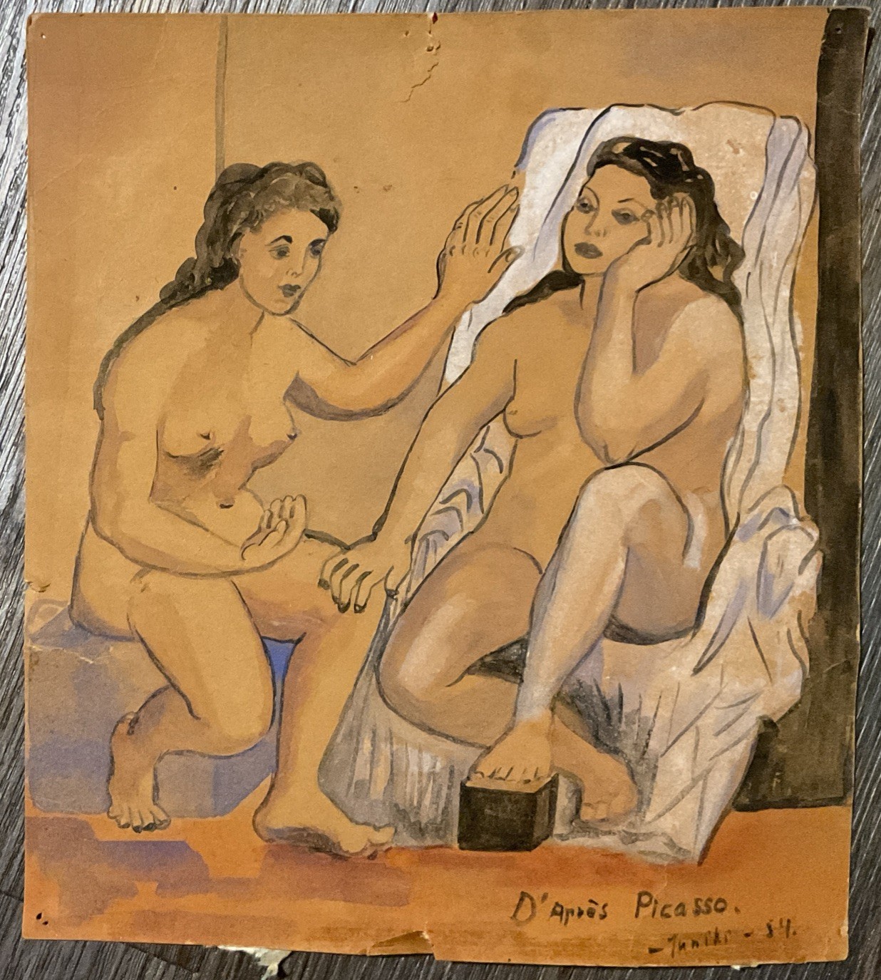 Pablo Picasso – Signed GOUCHE PAINTING “D’Apres Picasso” 1959 Verso Balerinas