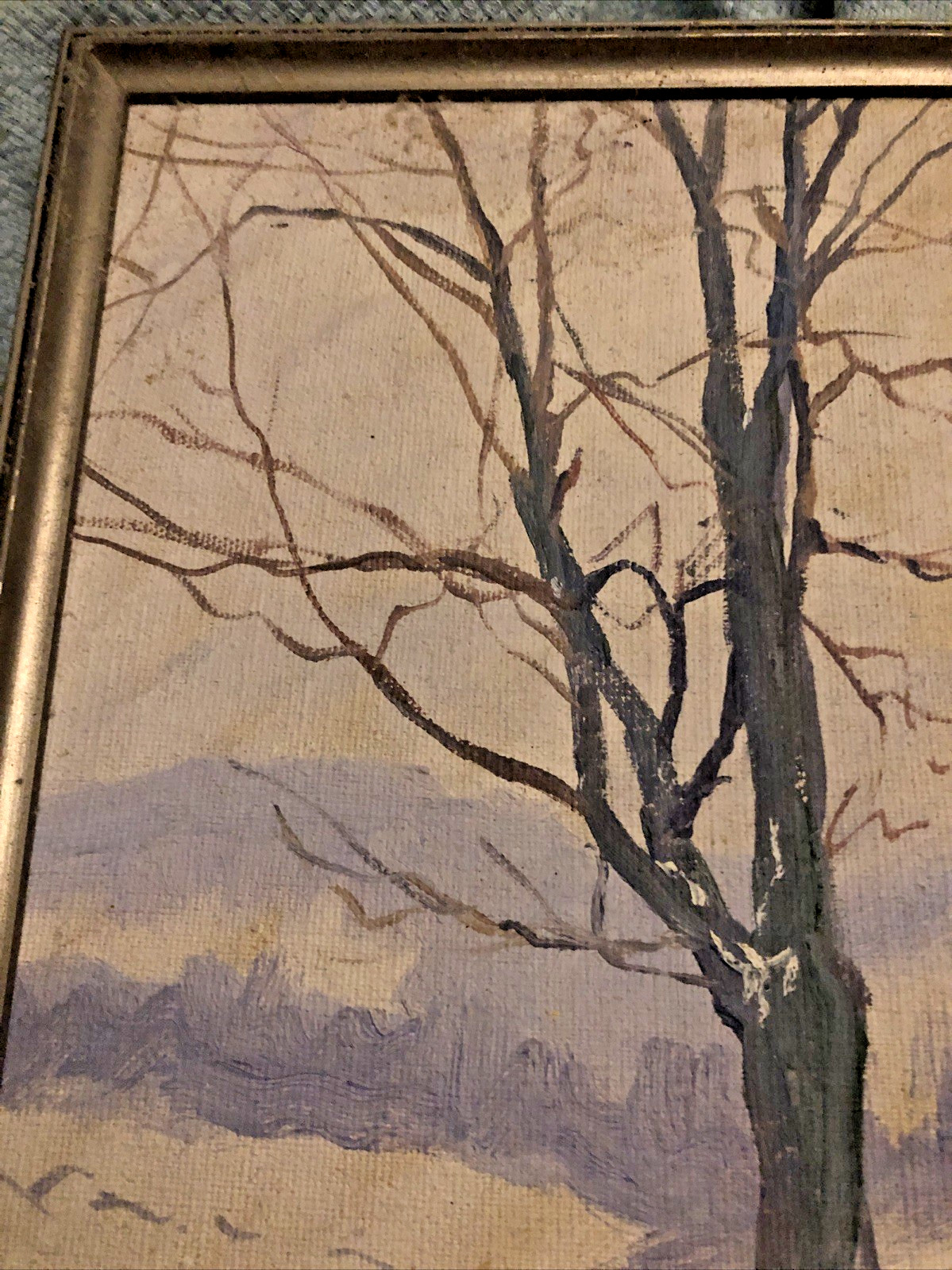 Vintage Upstate New York Original Painting Sugar Maple In Snow 1970 In Frame NY