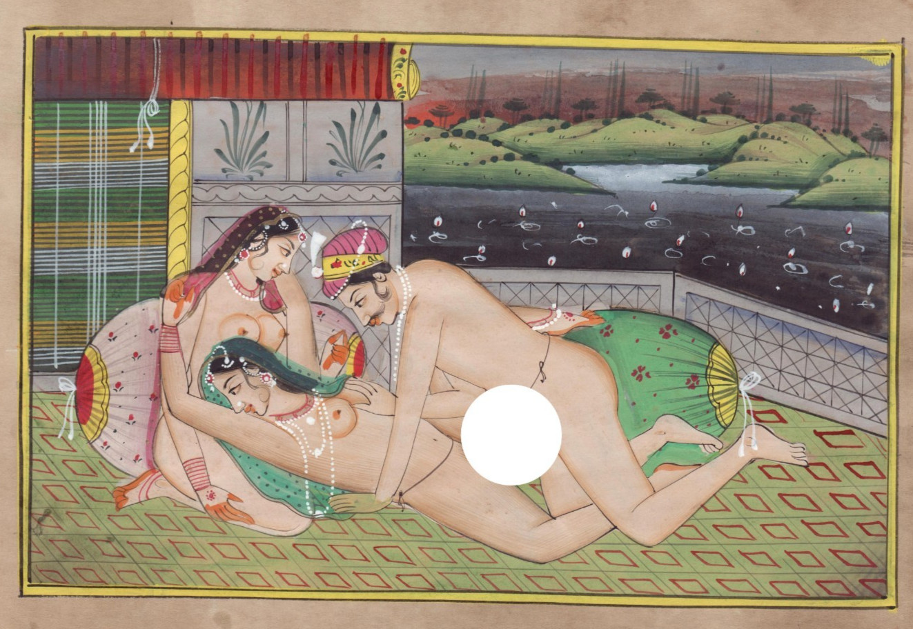 Exquisite Indian Miniature Erotic Painting Kamasutra Royal Lovers on Paper3 Some