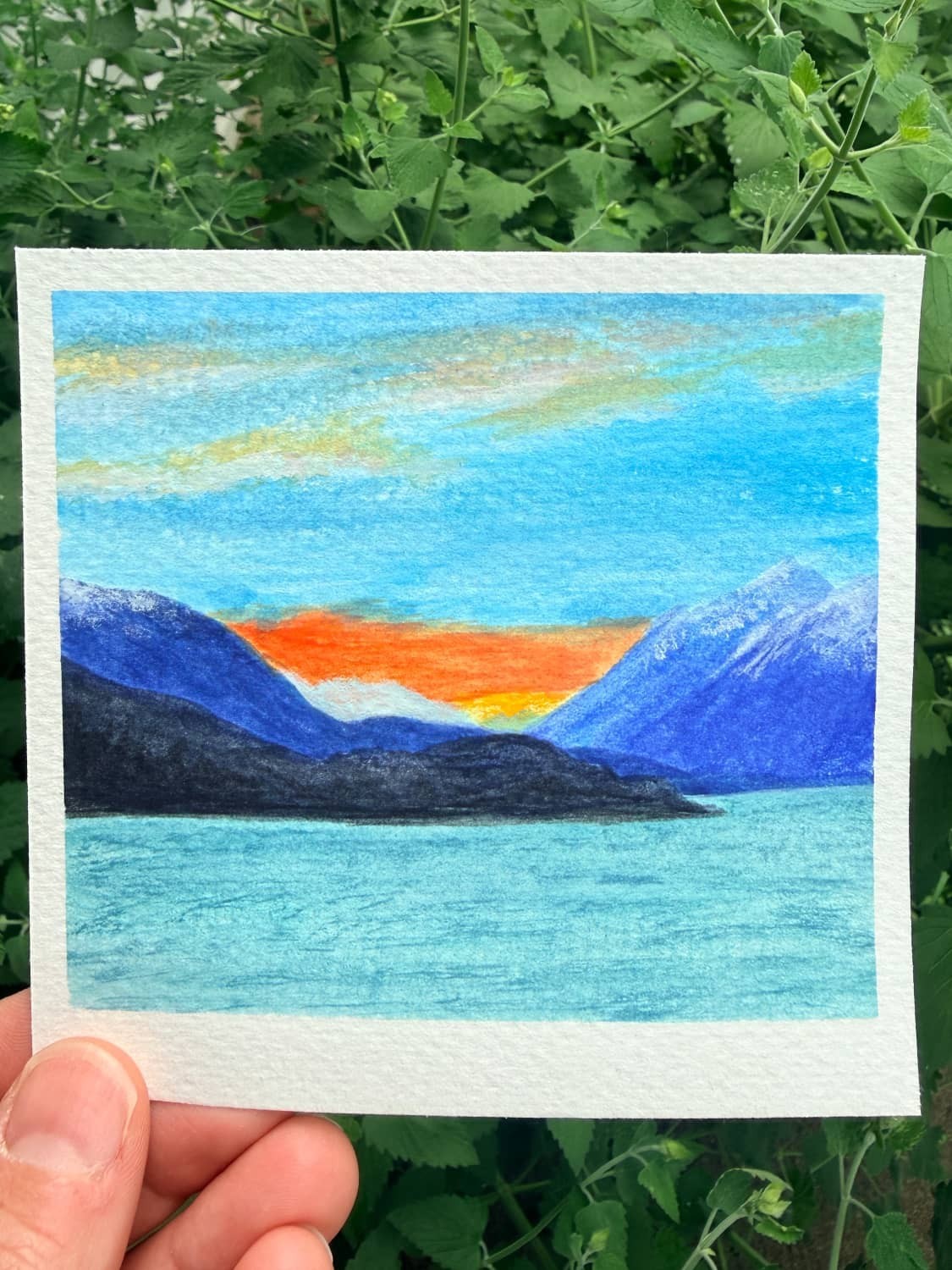 Skagway Alaska Original Gouache Painting on Paper 3.5″x4.25″ Decor Landscape
