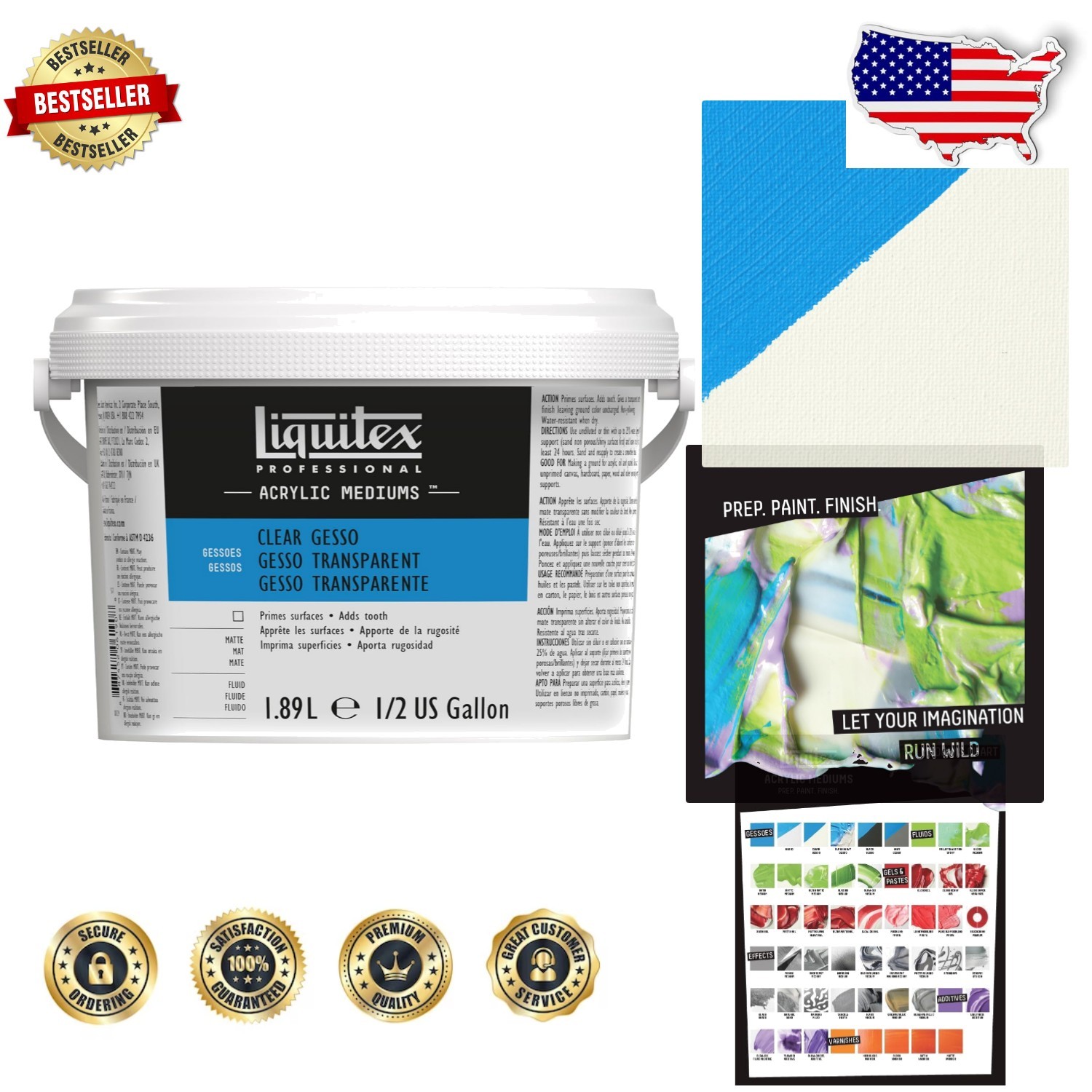 Professional Clear Gesso 1.89L Half Gallon – Acrylic Surface Prep Medium