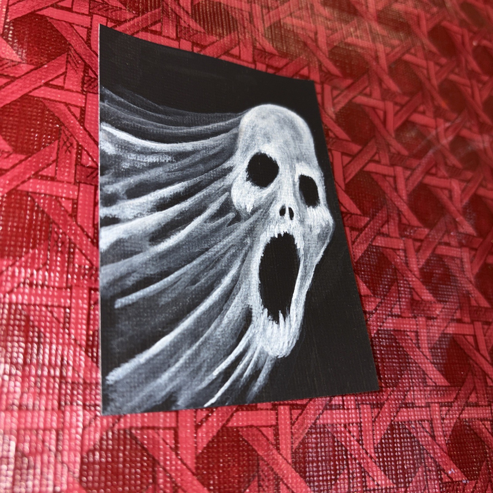 ACEO PRINT Acrylic Painting ATC Miniature Horror Ghost Halloween Scary