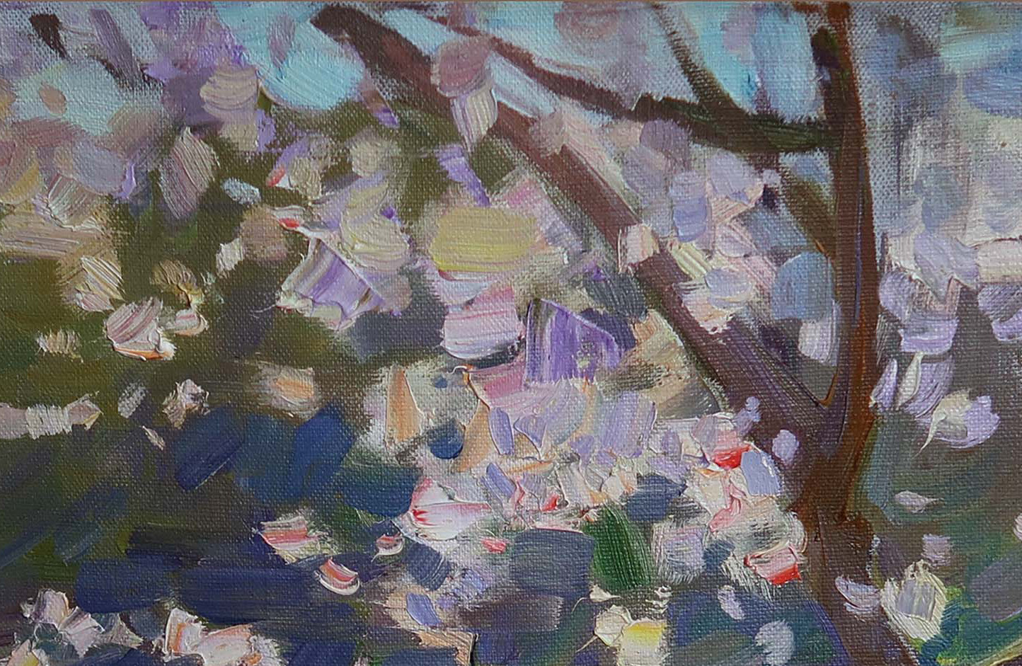 Oil painting Garden Ukrainian painter Canvas Decor Unframed original landscape